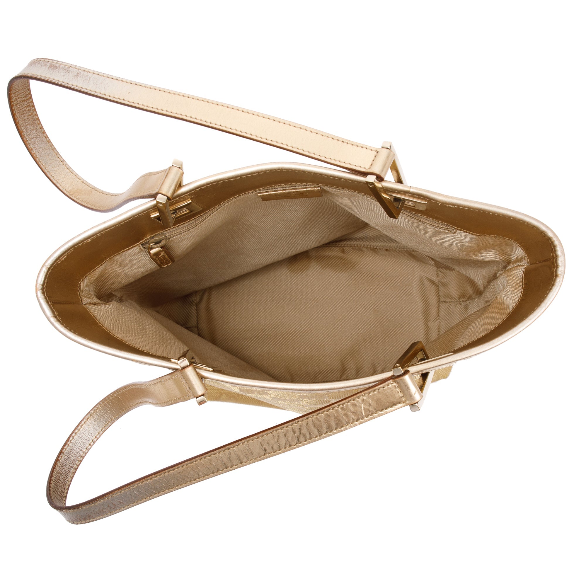 Gucci Gold GG Canvas Small Bucket Tote