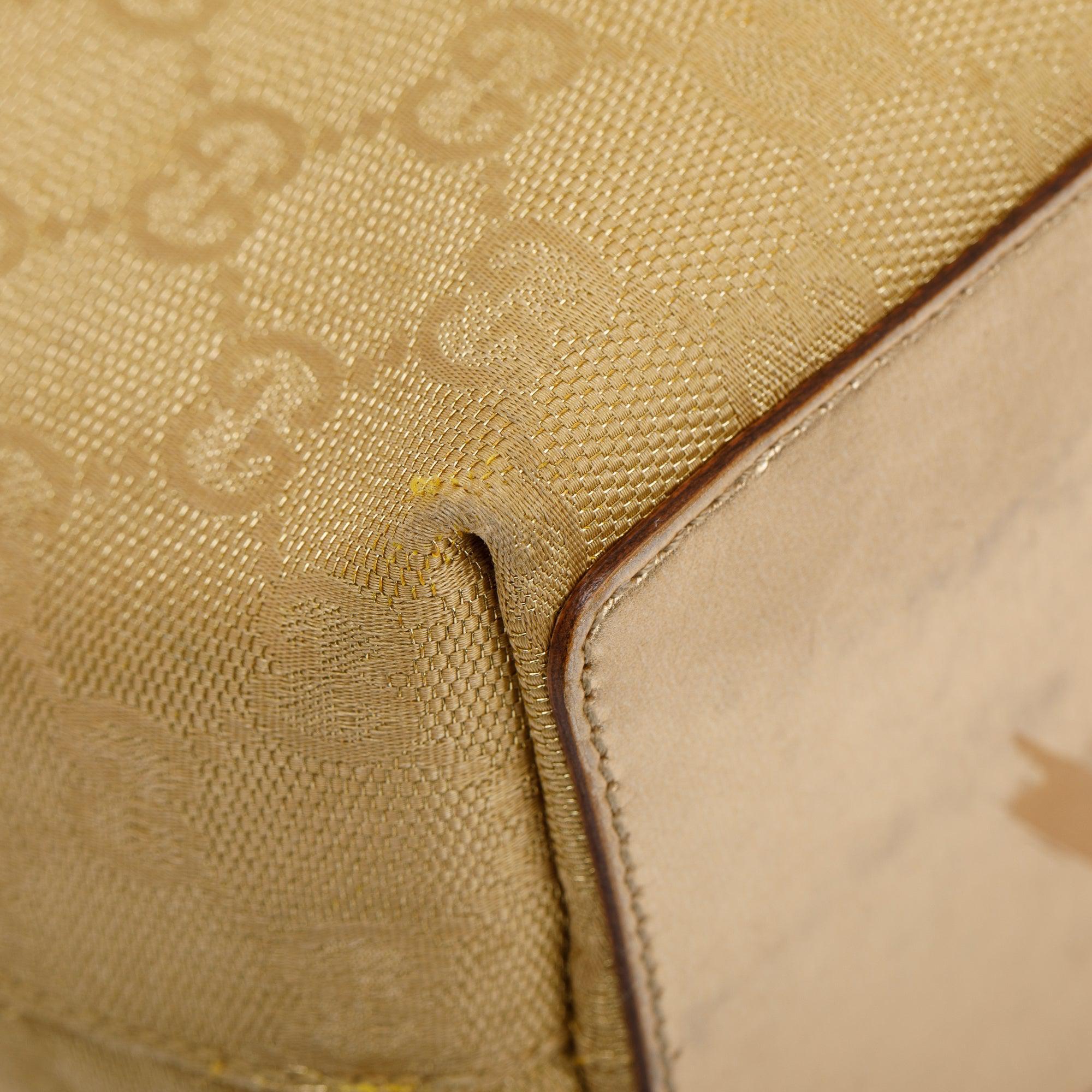 Gucci Gold GG Canvas Small Bucket Tote