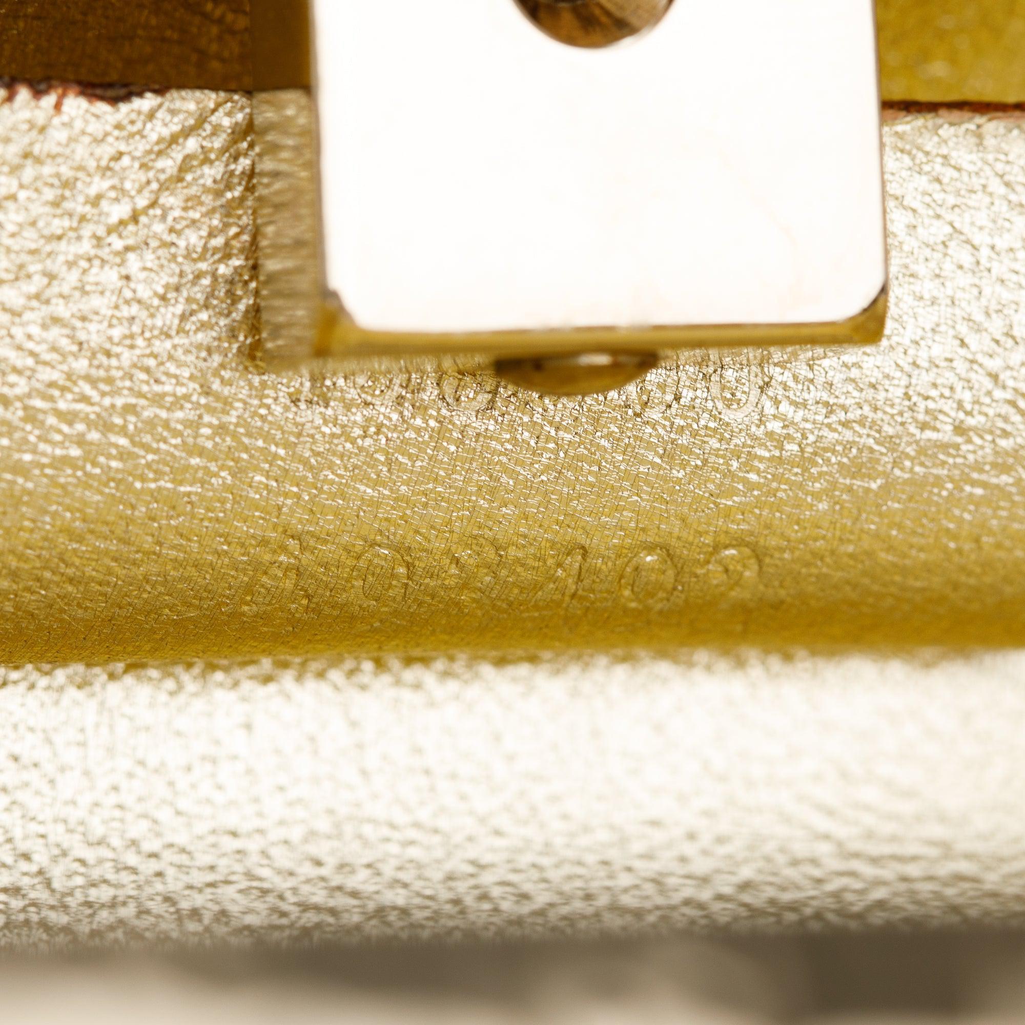 Gucci Gold Metal Microguccissima Crystal Embellished Dragonfly Minaudiere Mini Chain Clutch