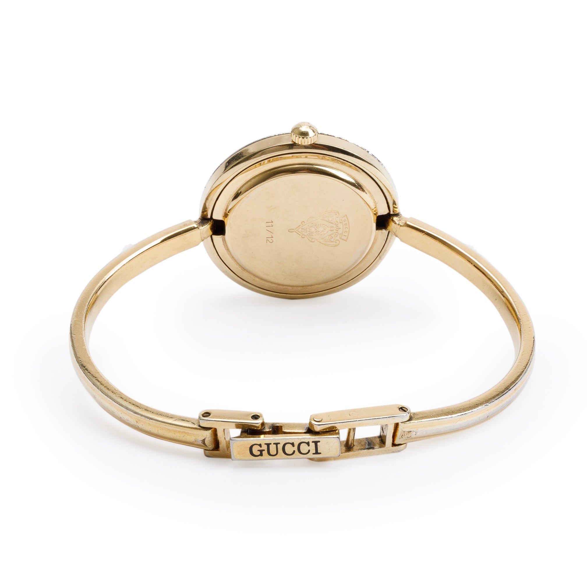 Gucci Gold Plated Stainless Steel 1100 Series 26MM Watch w/ Box & 12 Multicolour Interchangeable Bezels