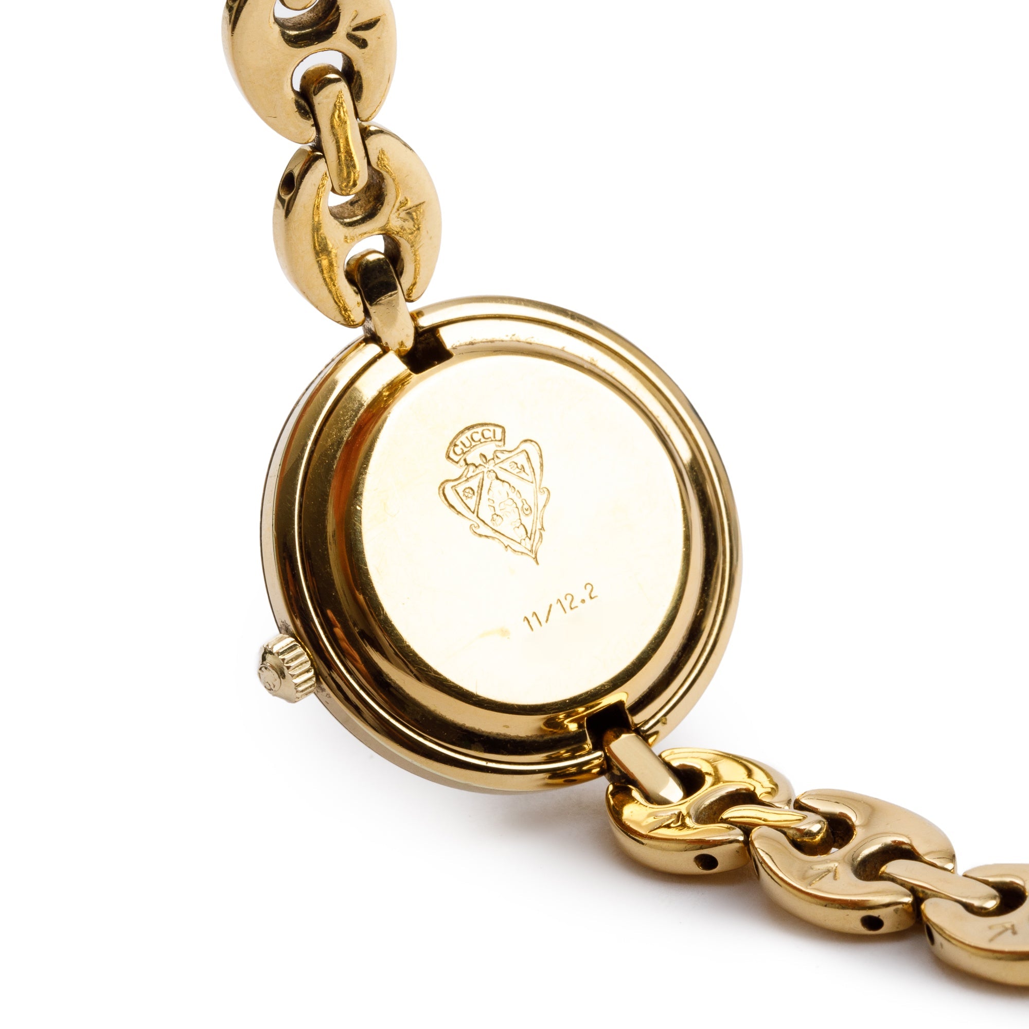 Gucci Gold Plated Stainless Steel 1100 Series 26MM Watch w/ Box & 5 Multicolour Interchangeable Bezels