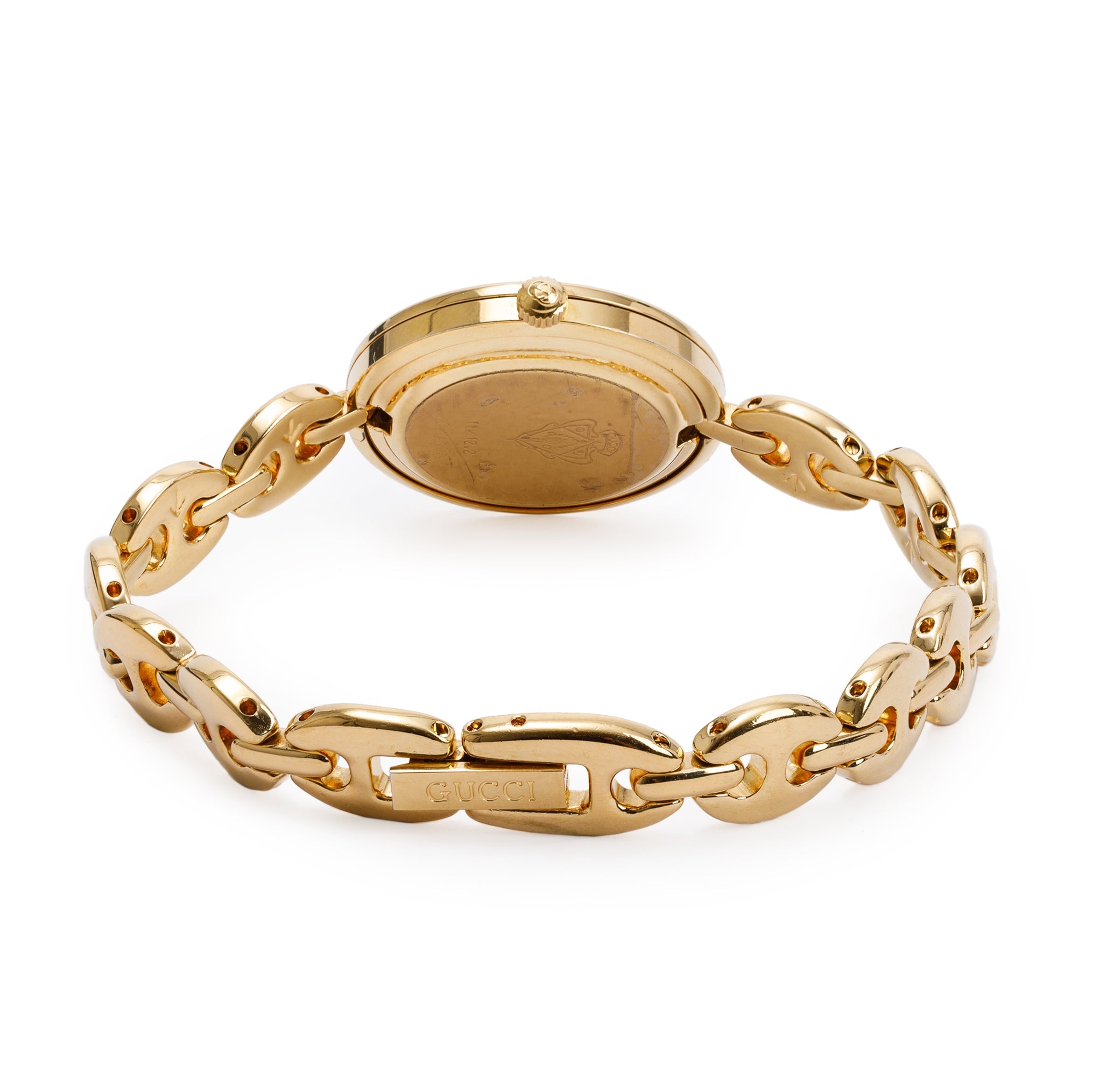 Gucci Gold Plated Stainless Steel 1100 Series 26MM Watch w/ Box & 9 Multicolour Interchangeable Bezels