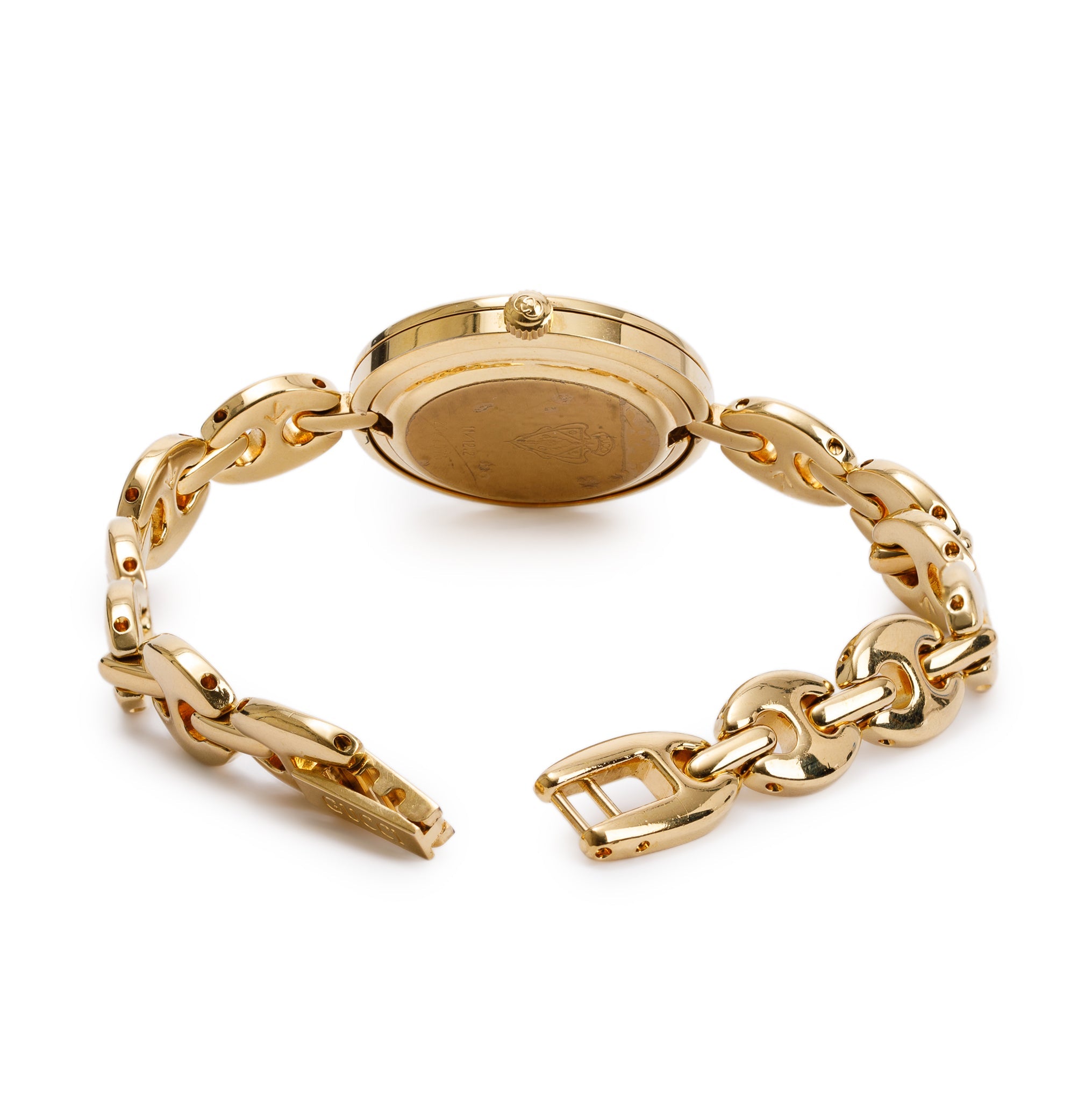 Gucci Gold Plated Stainless Steel 1100 Series 26MM Watch w/ Box & 9 Multicolour Interchangeable Bezels