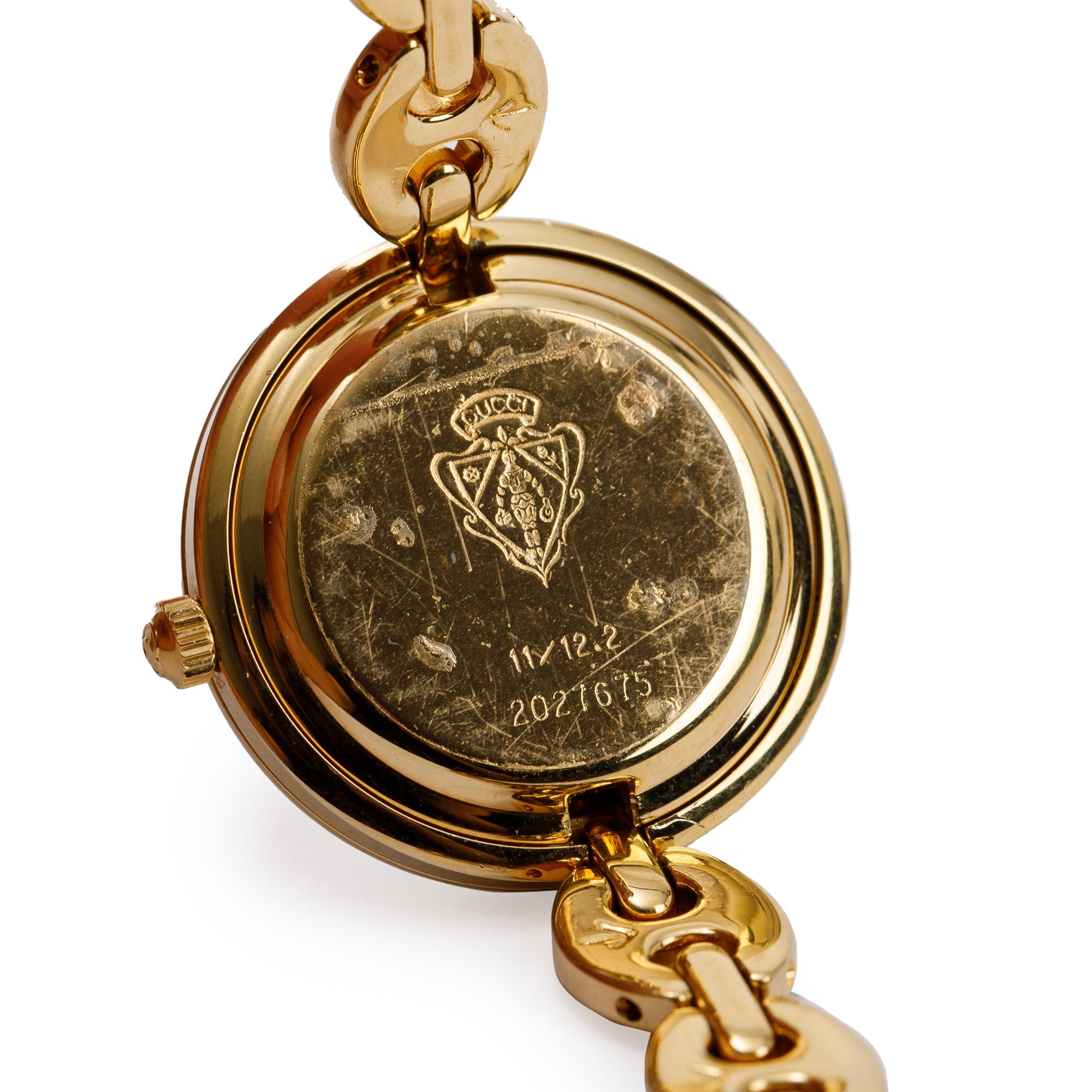 Gucci Gold Plated Stainless Steel 1100 Series 26MM Watch w/ Box & 9 Multicolour Interchangeable Bezels