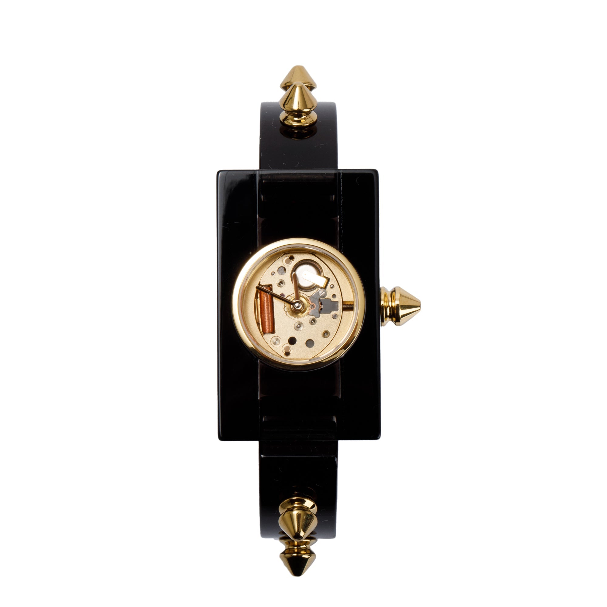 Gucci Gold Plated Stainless Steel Black Resin Vintage Web Watch w/ Box & Papers