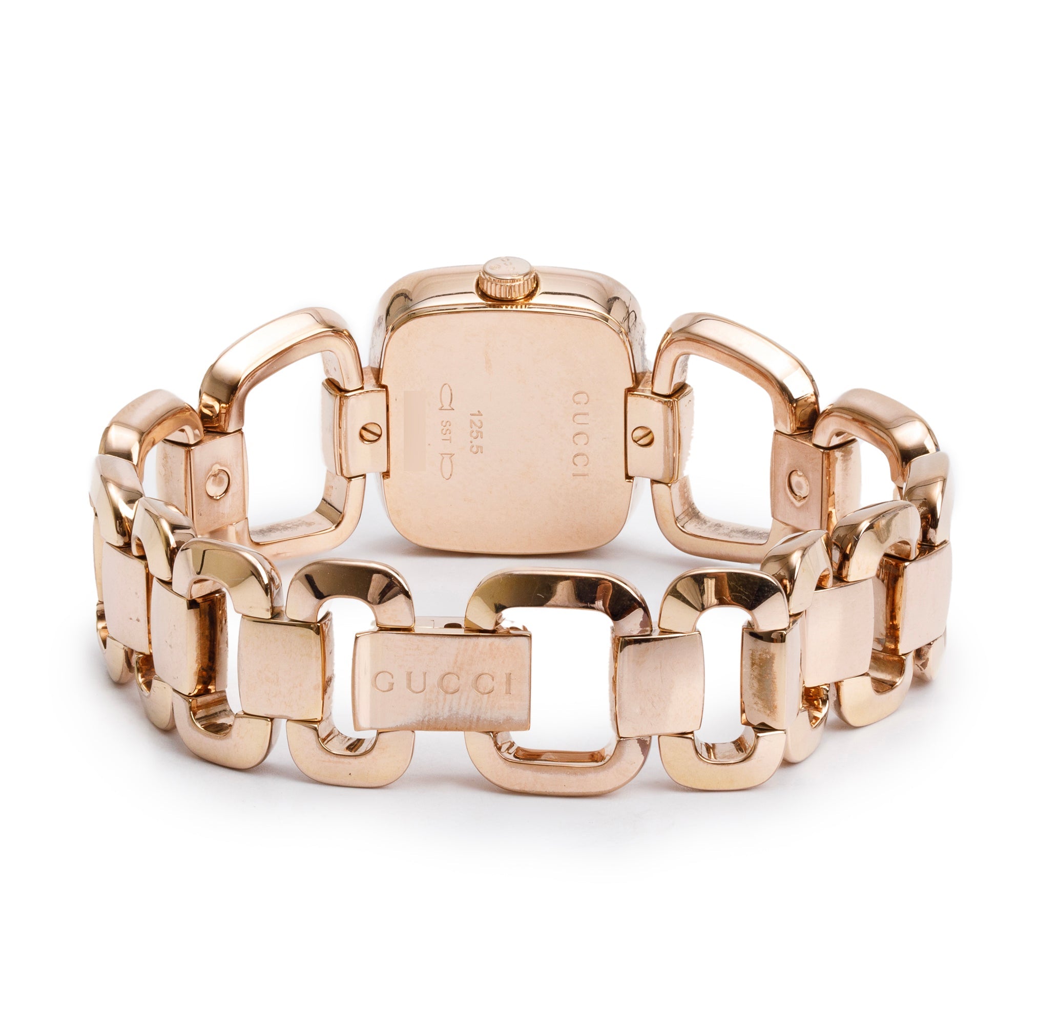 Gucci Gold Plated Stainless Steel G-Gucci Black Diamond Dial Watch w/ Box & Papers