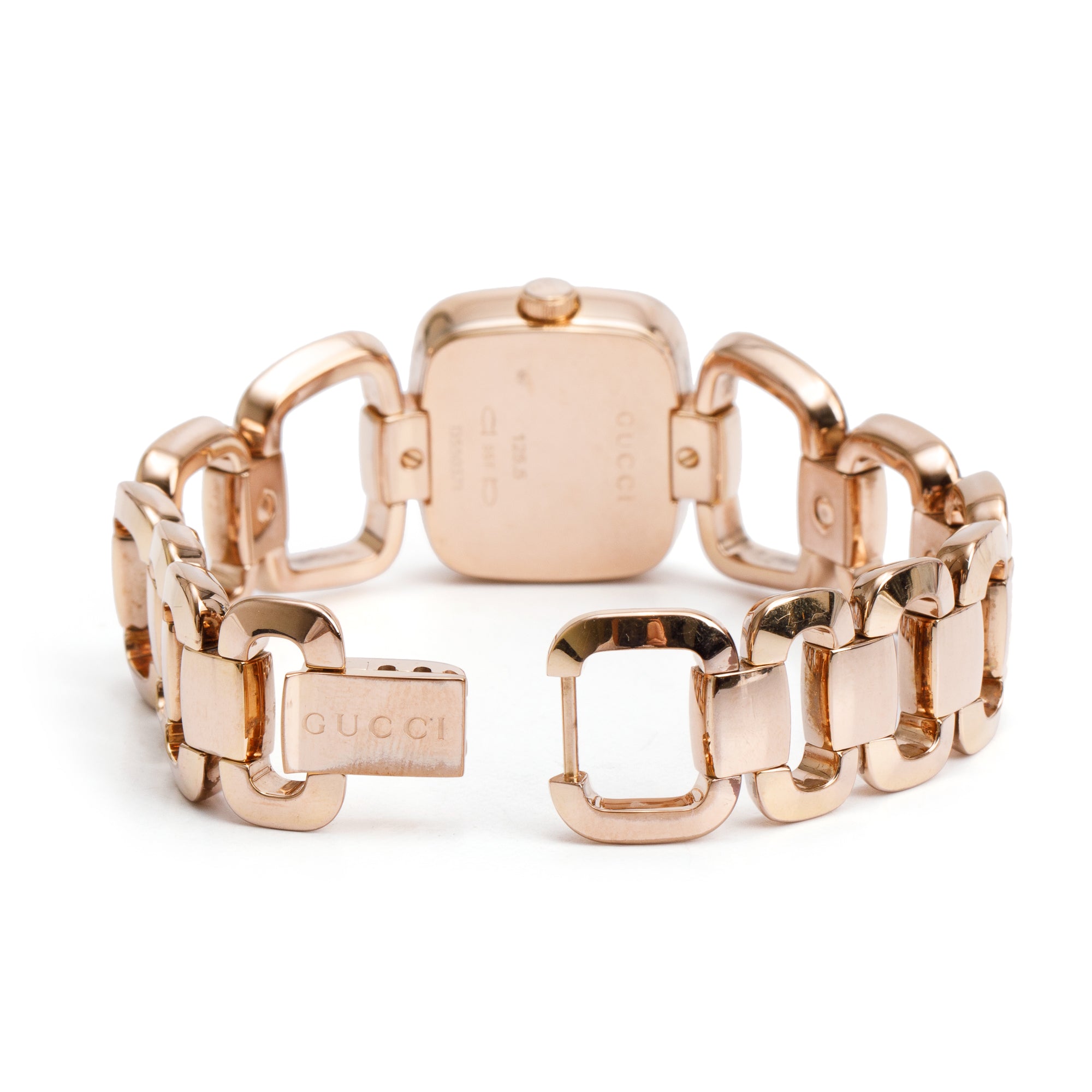 Gucci Gold Plated Stainless Steel G-Gucci Black Diamond Dial Watch w/ Box & Papers