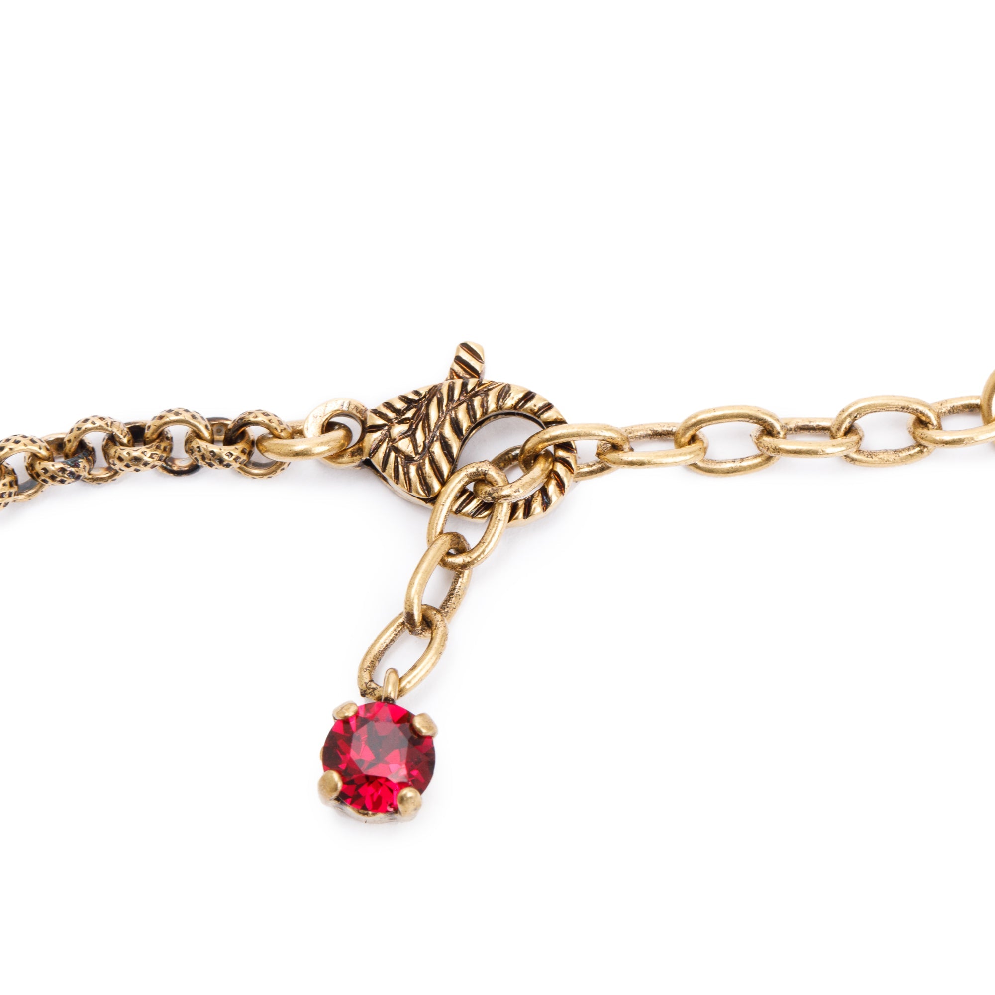 Gucci Gold-Tone Metal Green Crystal GG Pendant Necklace