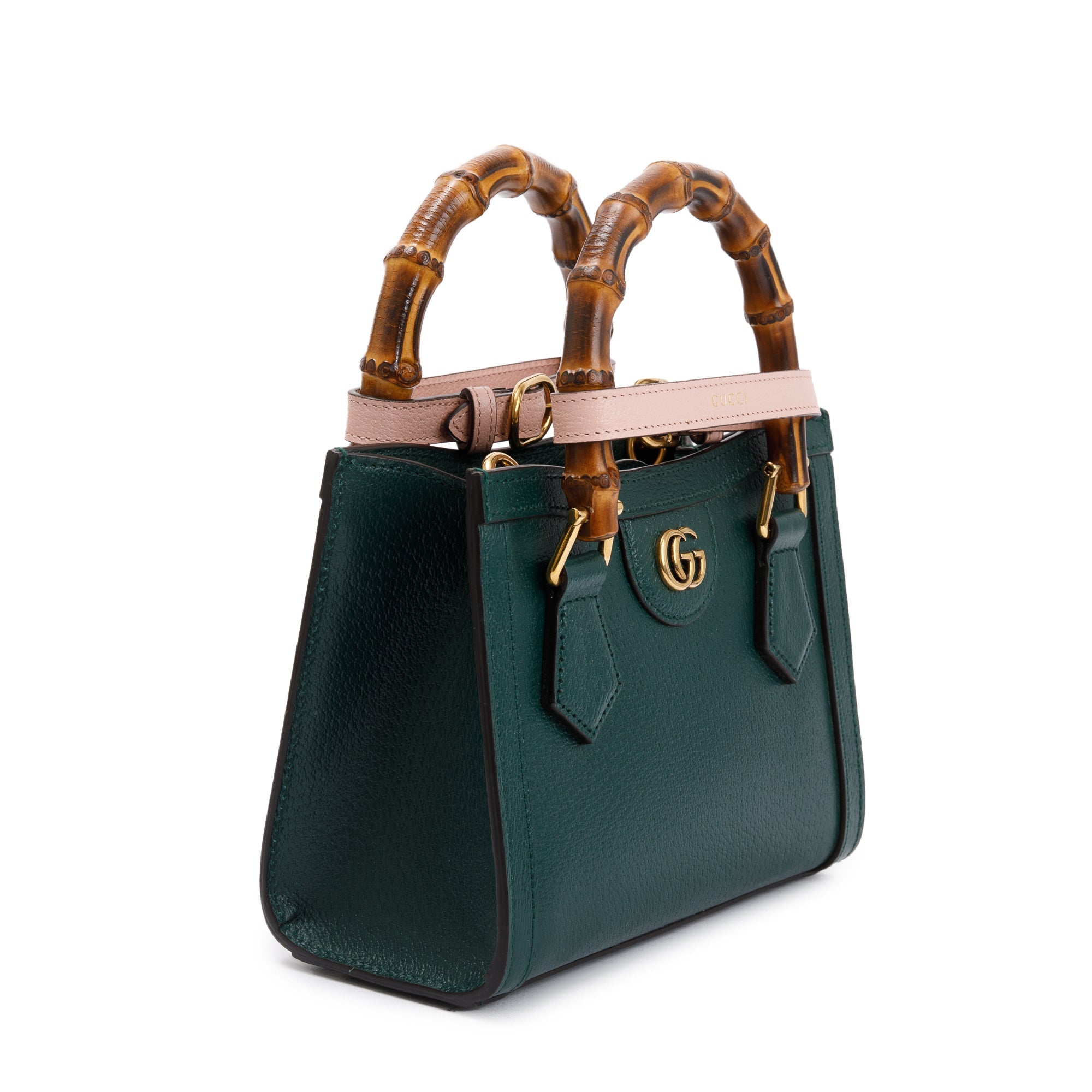 Gucci Green Calfskin Leather Diana Mini Tote Bag w/ Straps