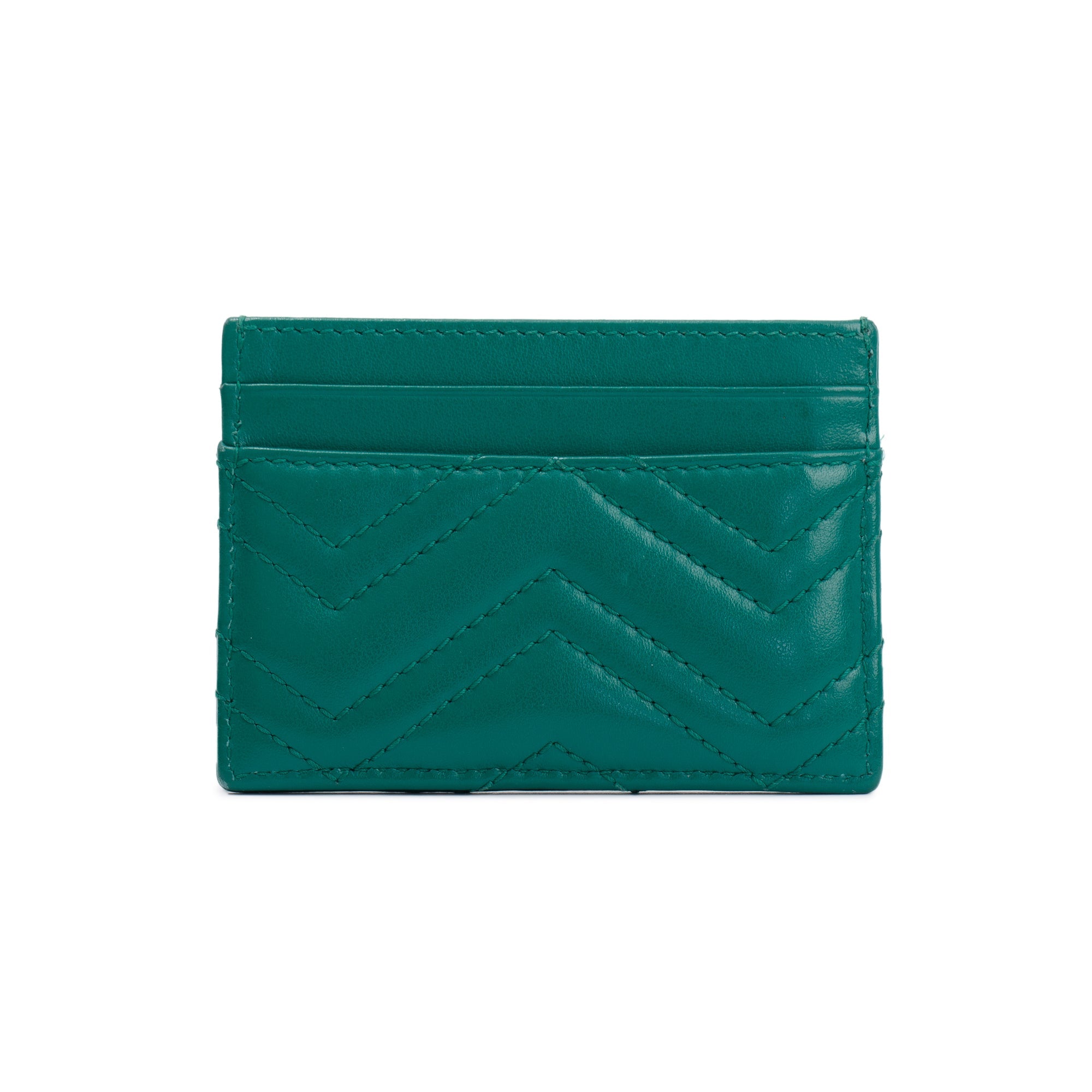 Gucci Green Calfskin Leather GG Marmont Card Holder w/ Box