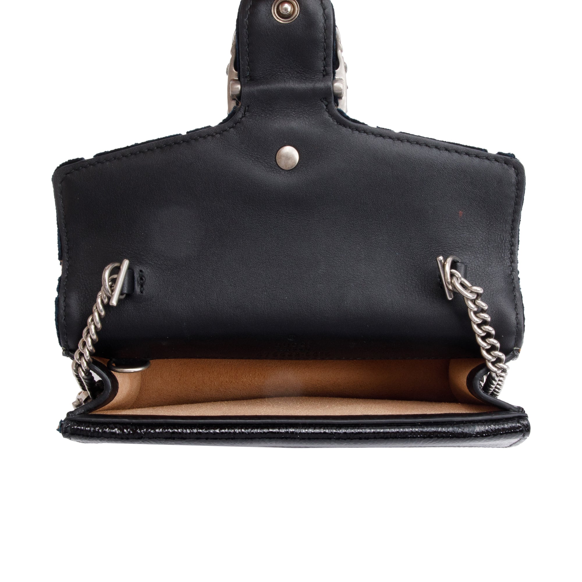 Gucci Green GG Embossed Velvet Dionysus Super Mini Bag w/ Box