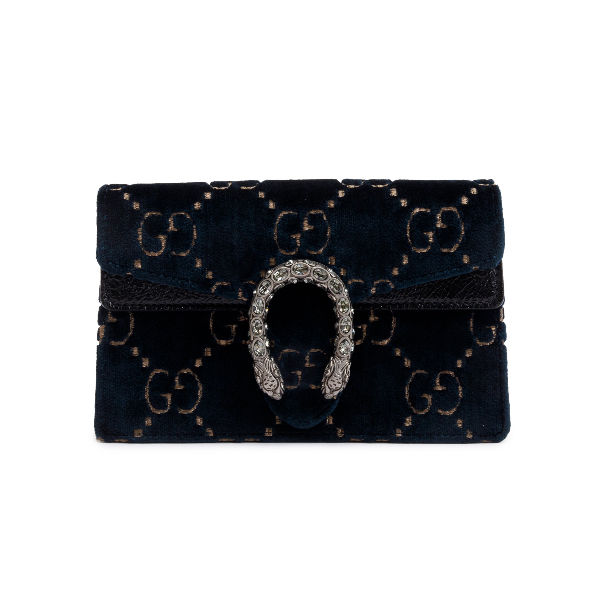 Gucci Green GG Embossed Velvet Dionysus Super Mini Bag w/ Box