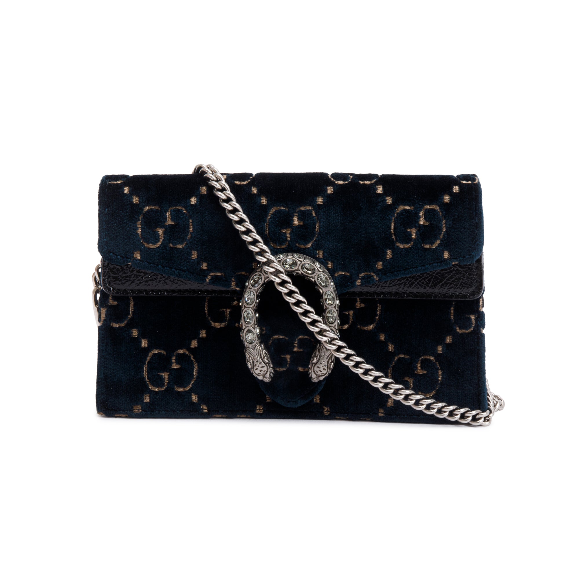 Gucci Green GG Embossed Velvet Dionysus Super Mini Bag w/ Box