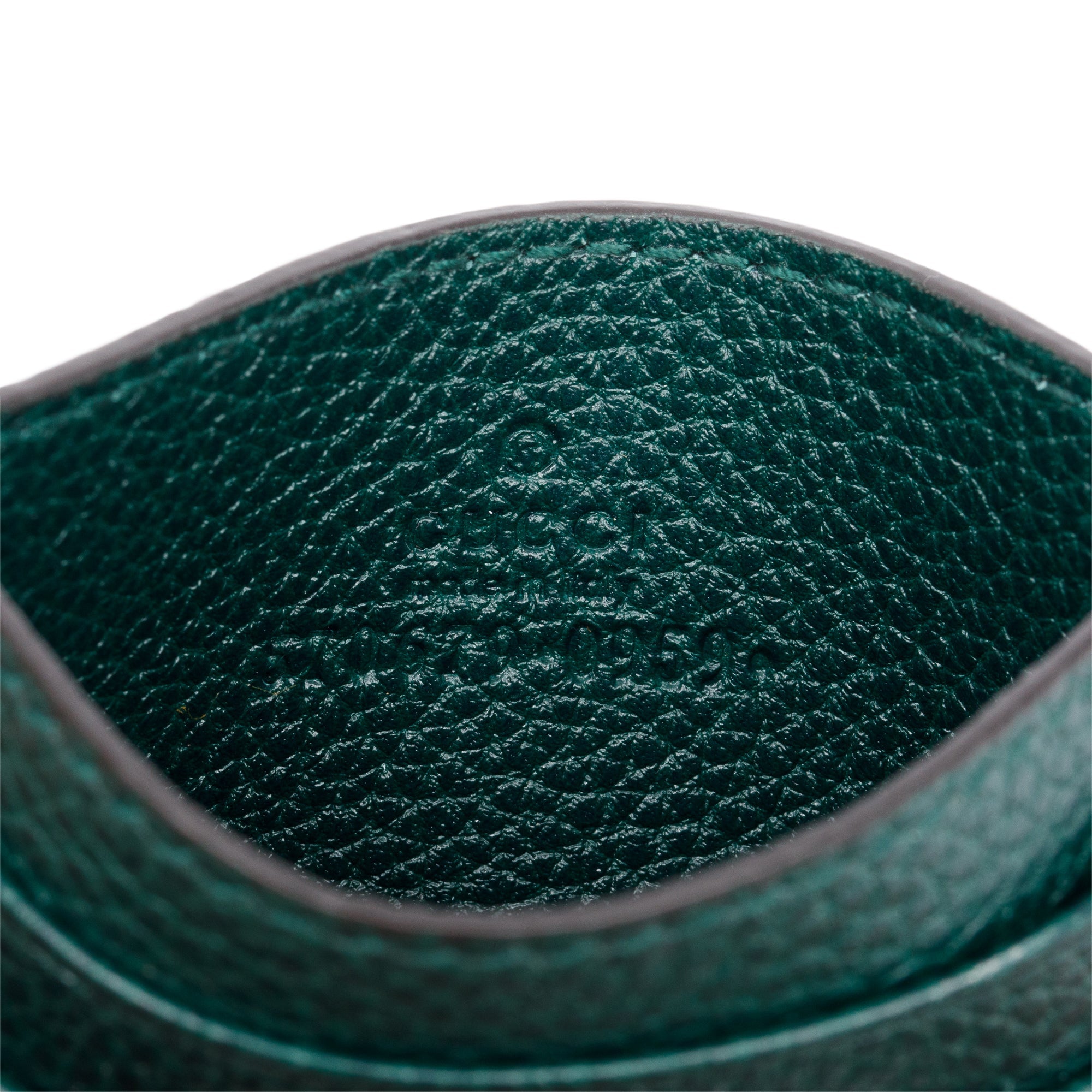 Gucci Green Grainy Leather Zumi Card Holder w/ Box