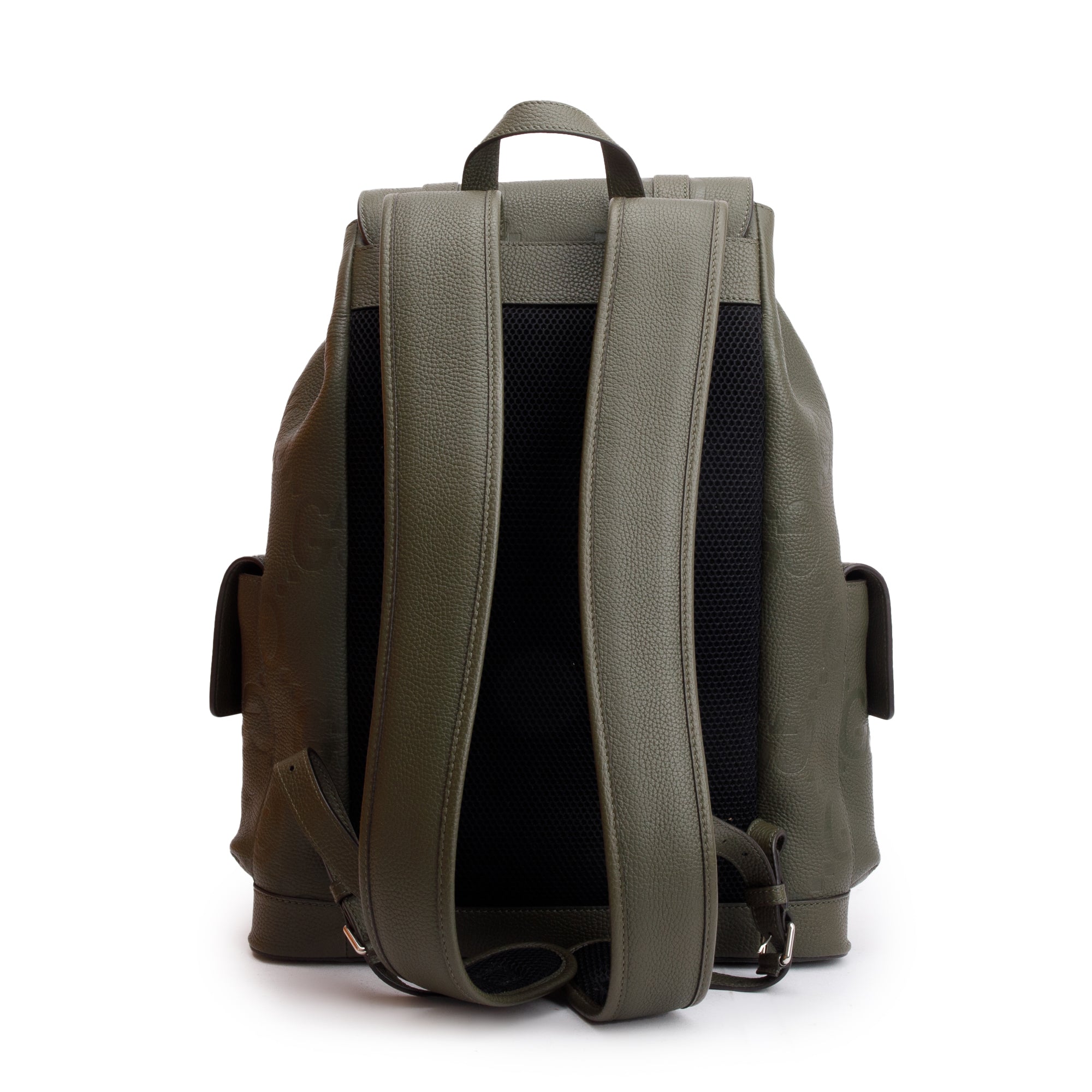 Gucci Green Jumbo GG Calfskin Leather Backpack