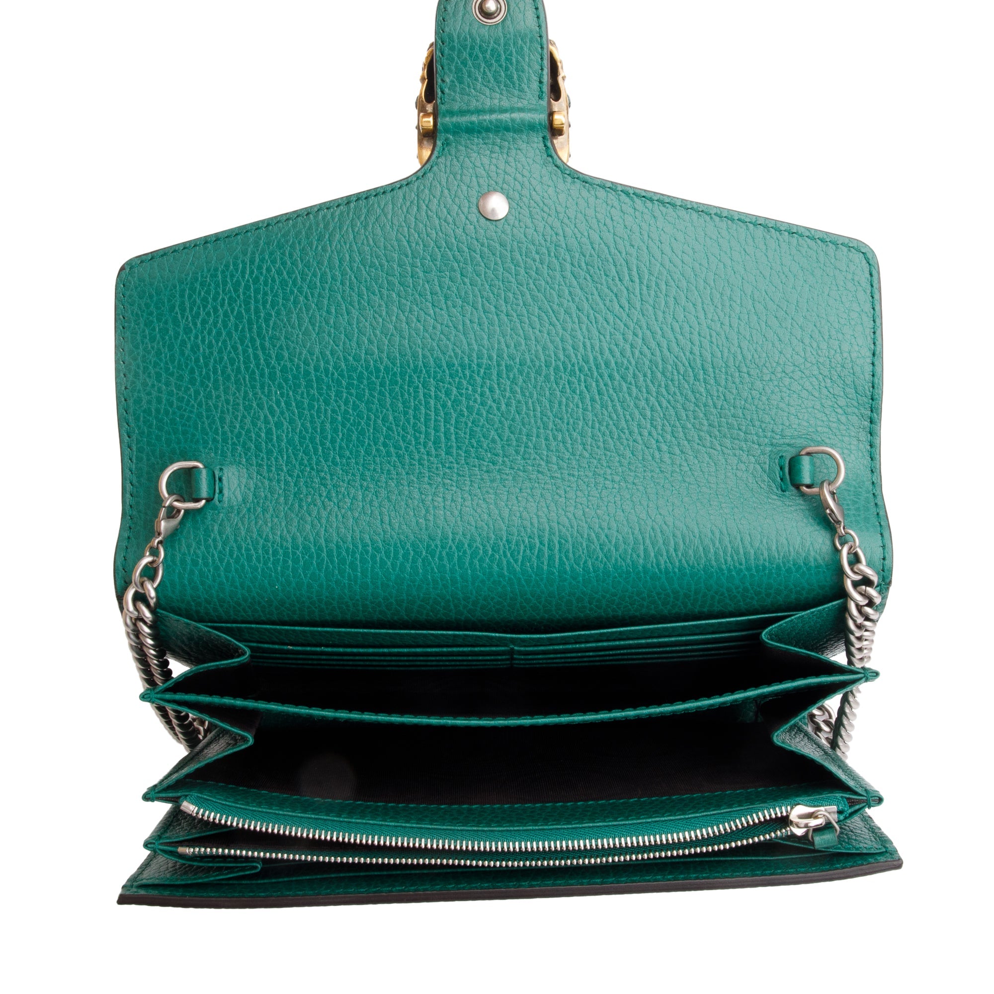 Gucci Green Leather Dionysus Mini Chain Wallet