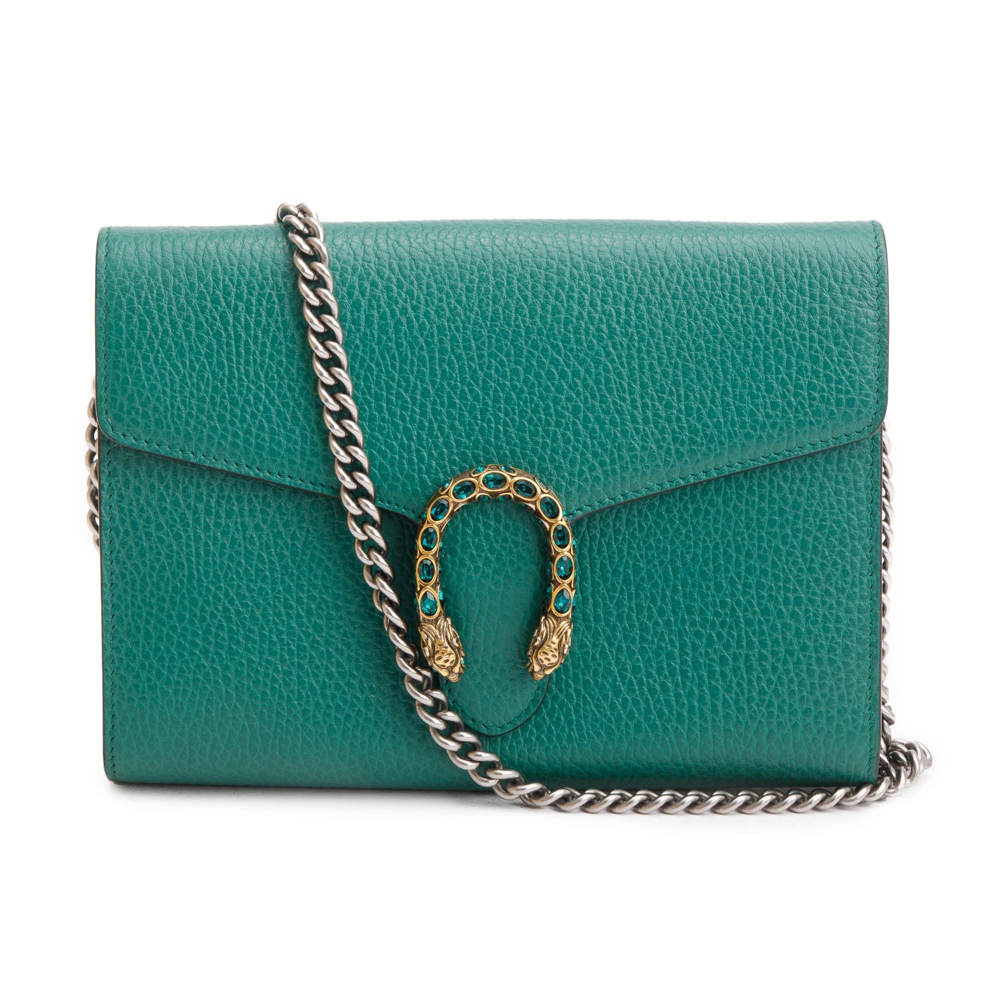 Gucci Green Leather Dionysus Mini Chain Wallet