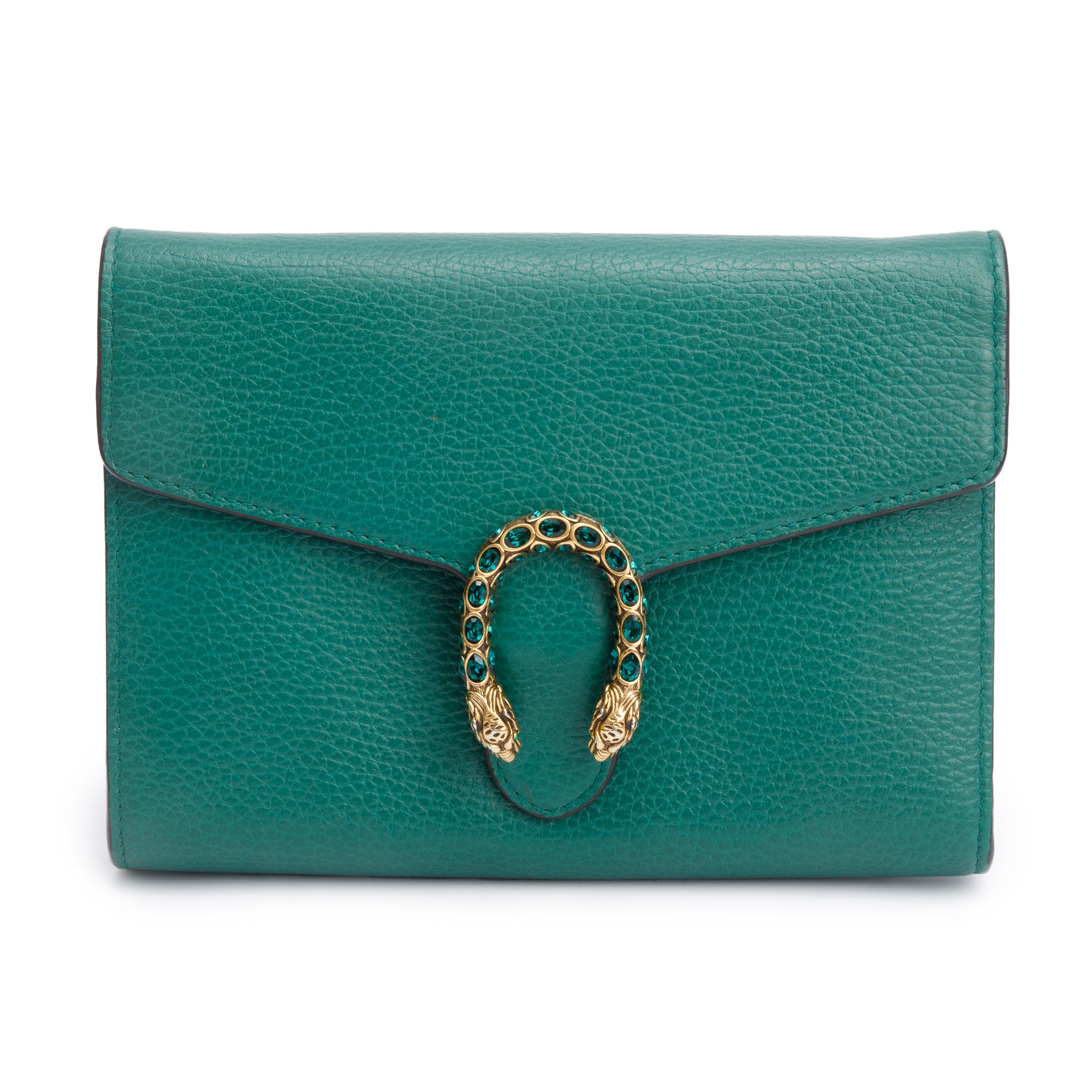 Gucci Green Leather Mini Dionysus Wallet on Chain