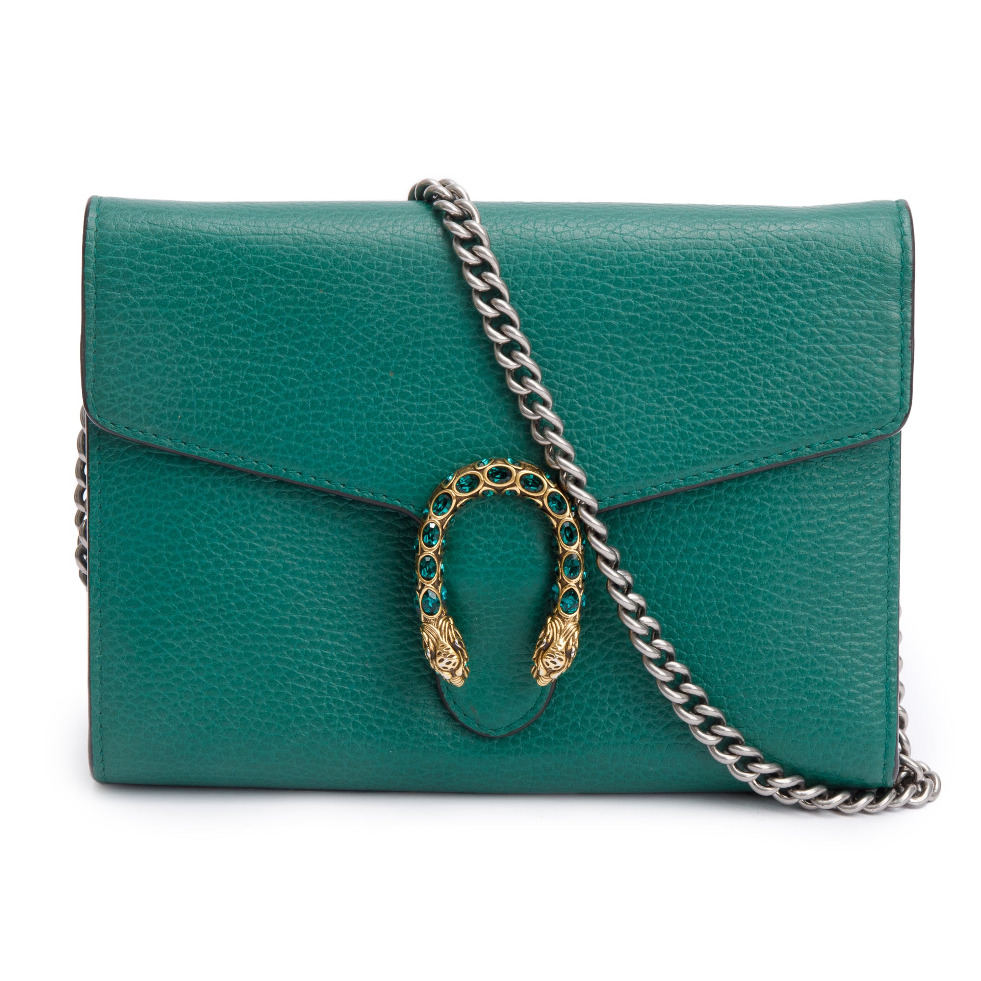 Gucci Green Leather Mini Dionysus Wallet on Chain
