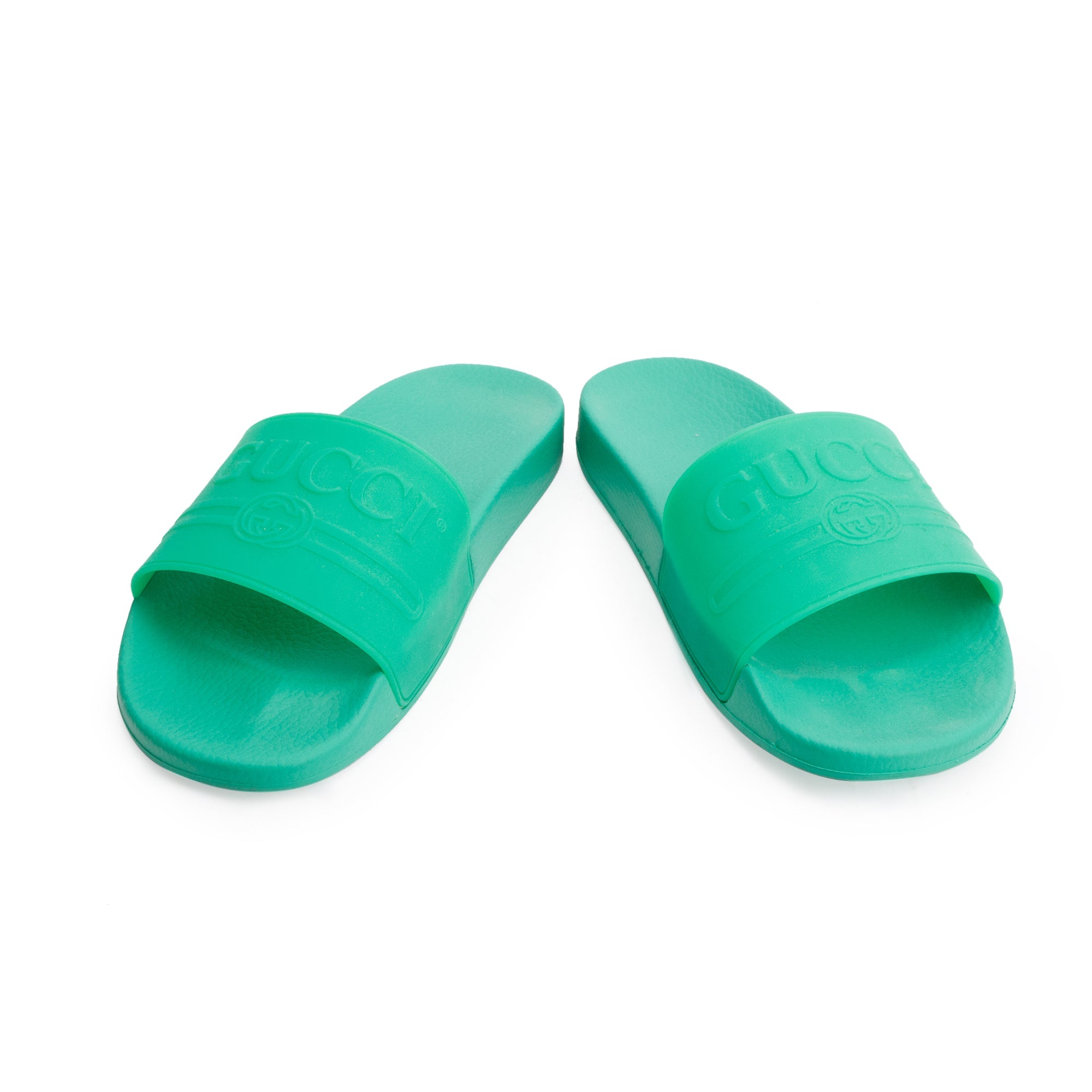 Gucci Green Rubber Interlocking G Logo Slides , Size 11 w/ Box