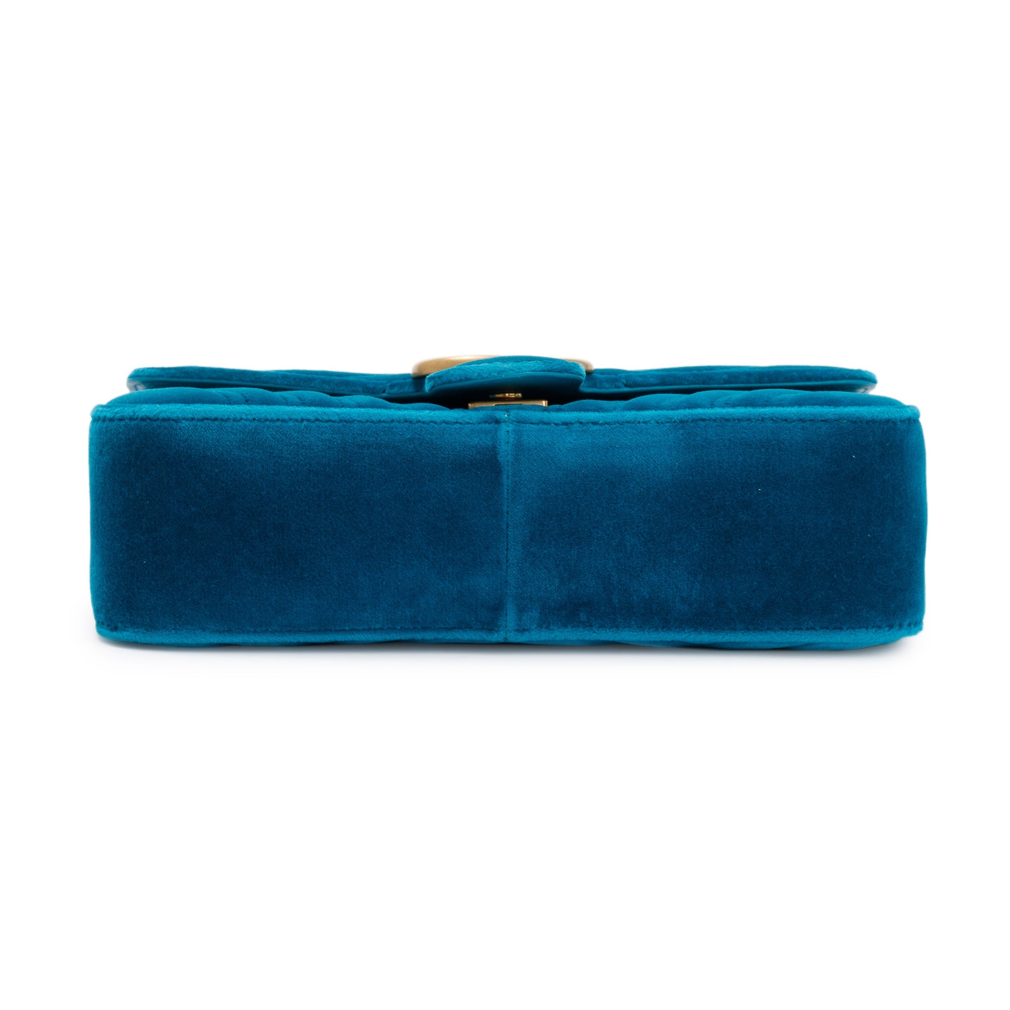 Gucci Green Velvet Matelasse GG Marmont Small Shoulder Bag