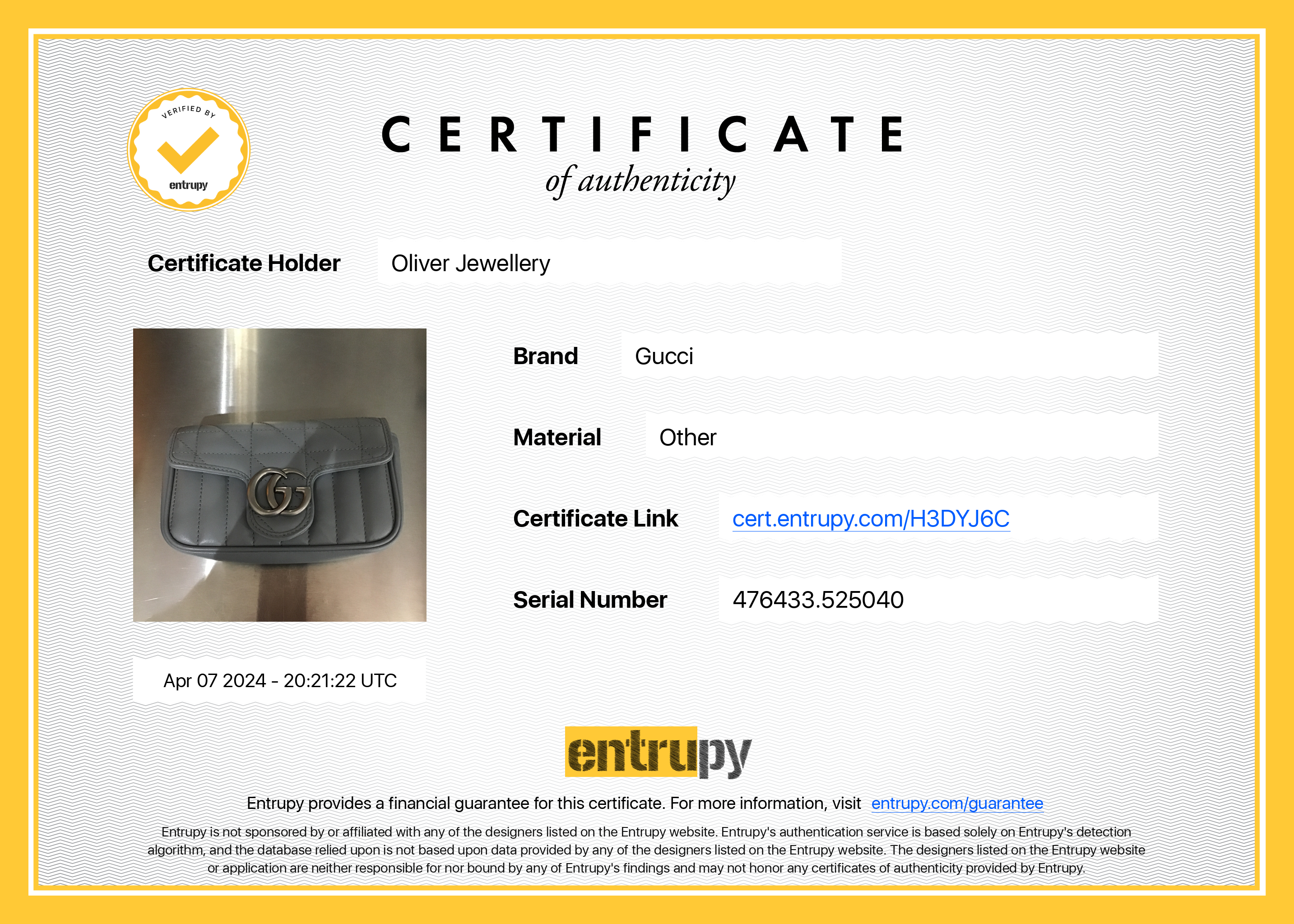 Gucci Grey GG Marmont Matelasse Leather Super Mini Bag w/ Box