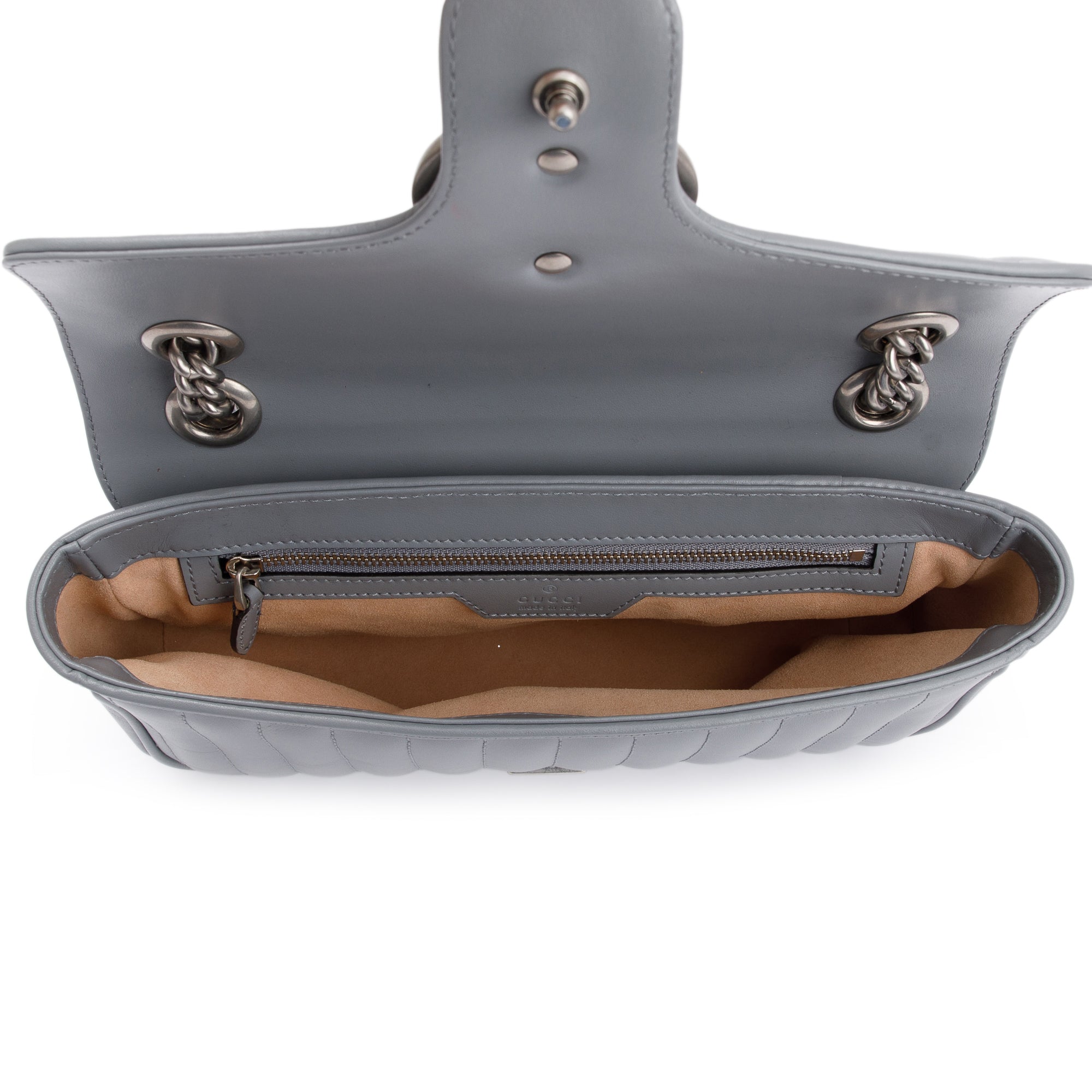 Gucci Grey GG Marmont Matelasse Small Shoulder Bag