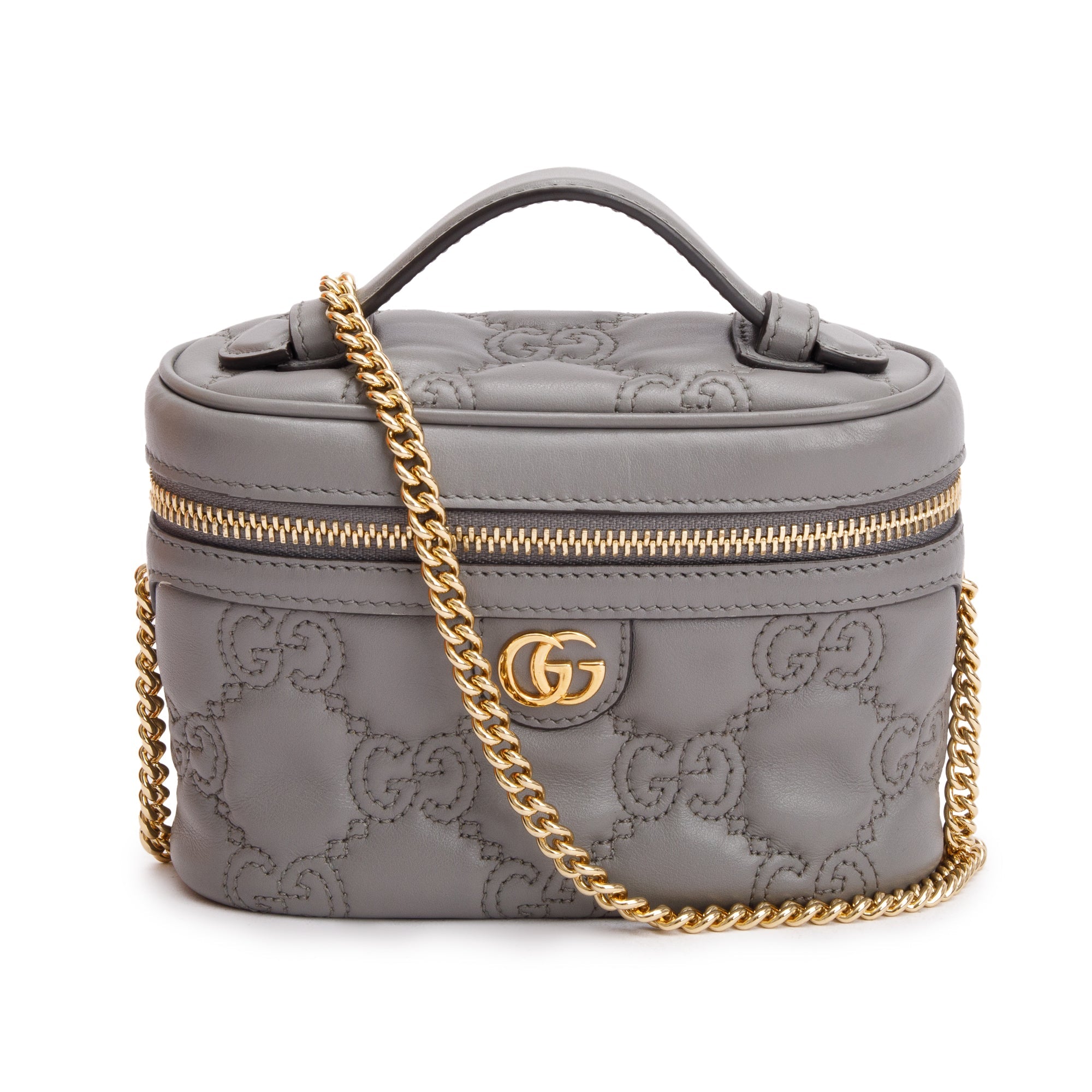 Gucci Grey GG Matelasse Leather Mini Top Handle Bag