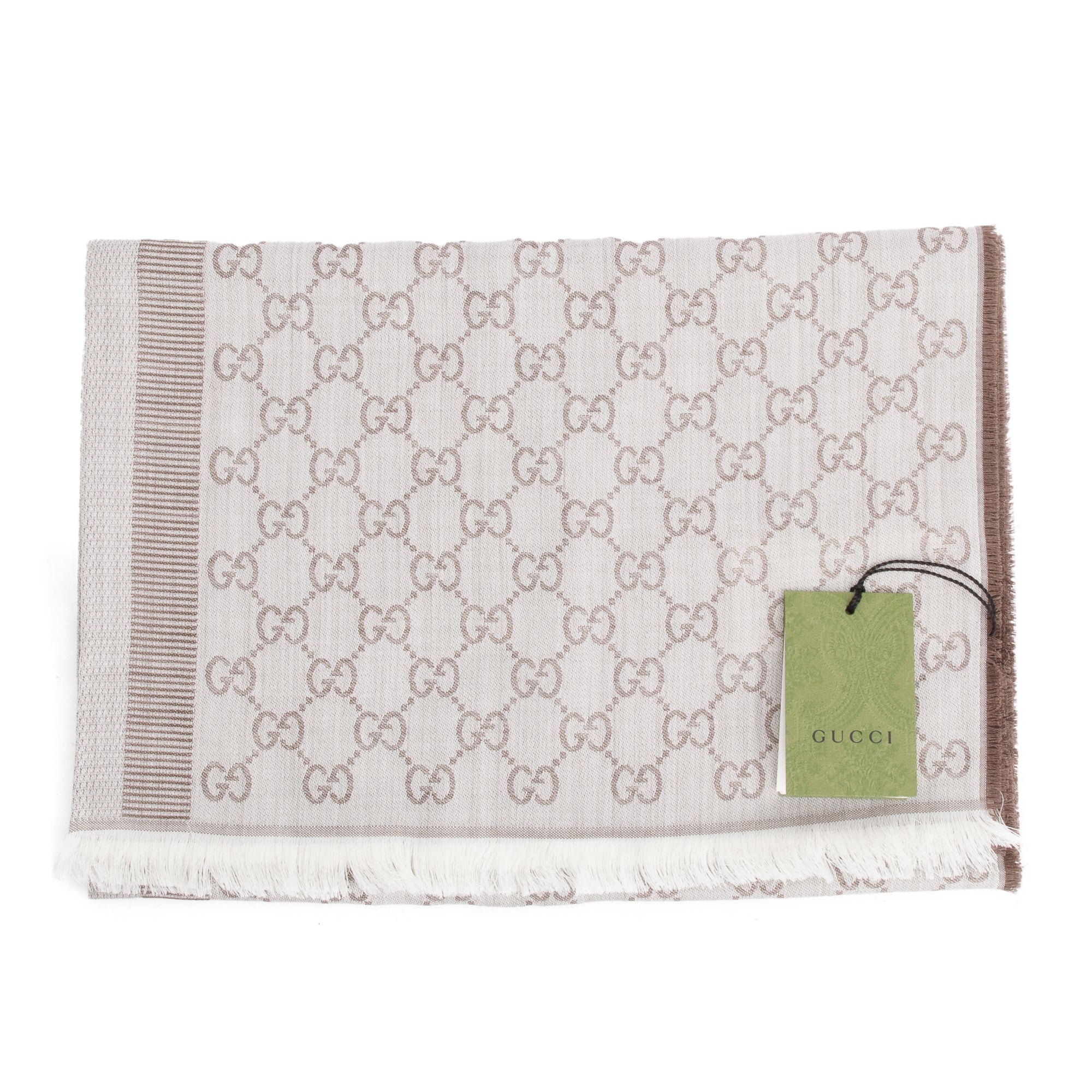 Gucci Grey Jacquard GG Silk Scarf