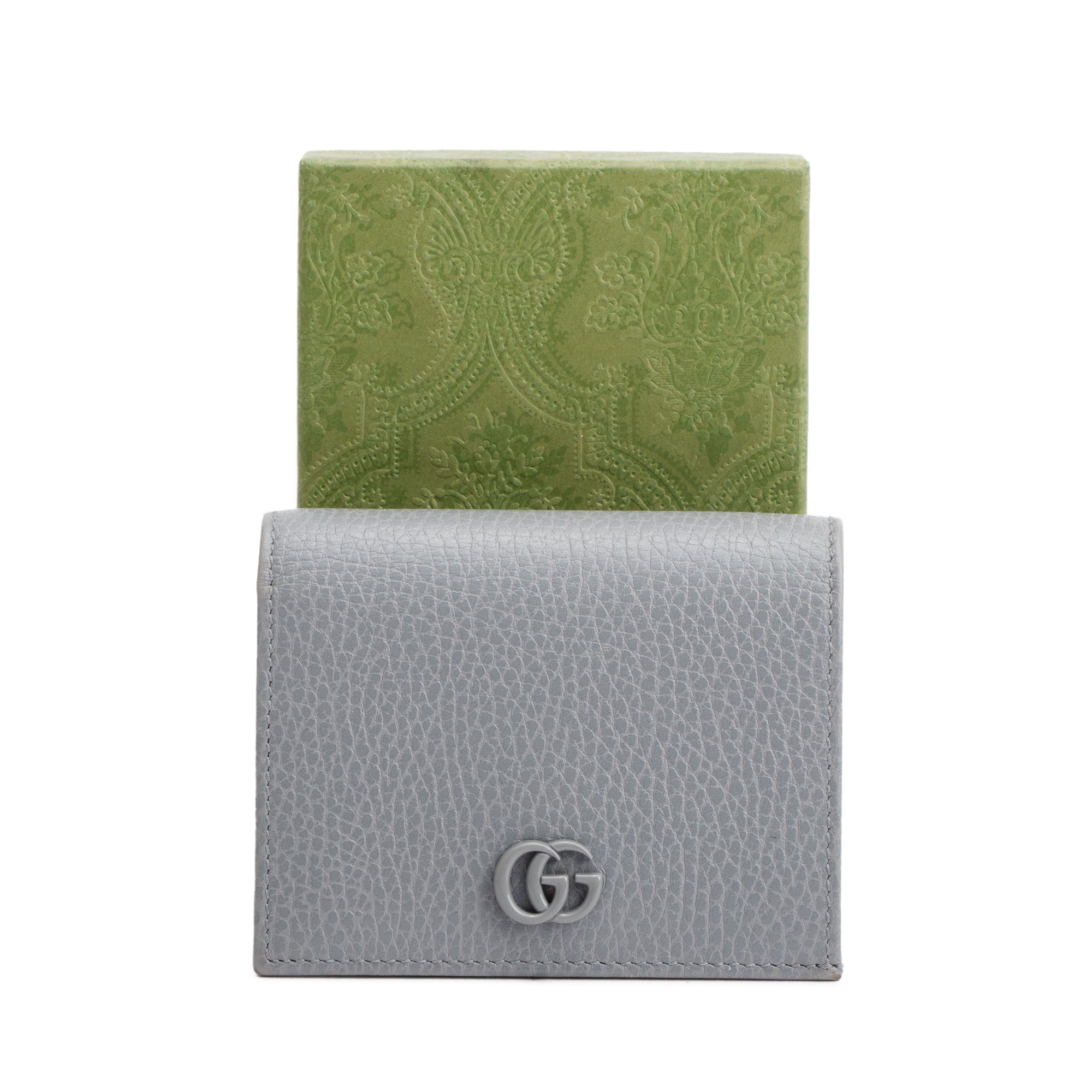 Gucci Grey Leather Card Case Wallet w/ Box