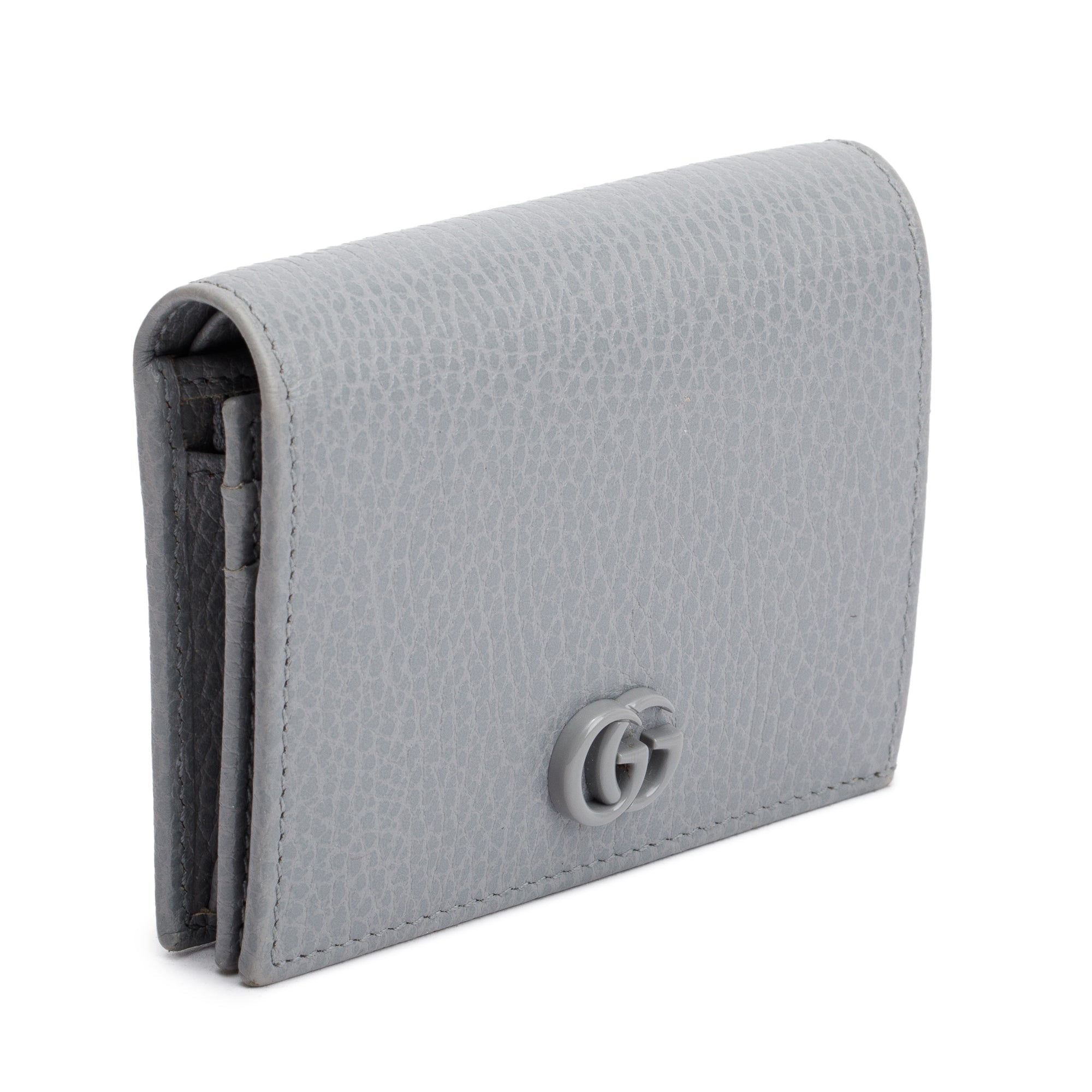 Gucci Grey Leather Card Case Wallet w/ Box