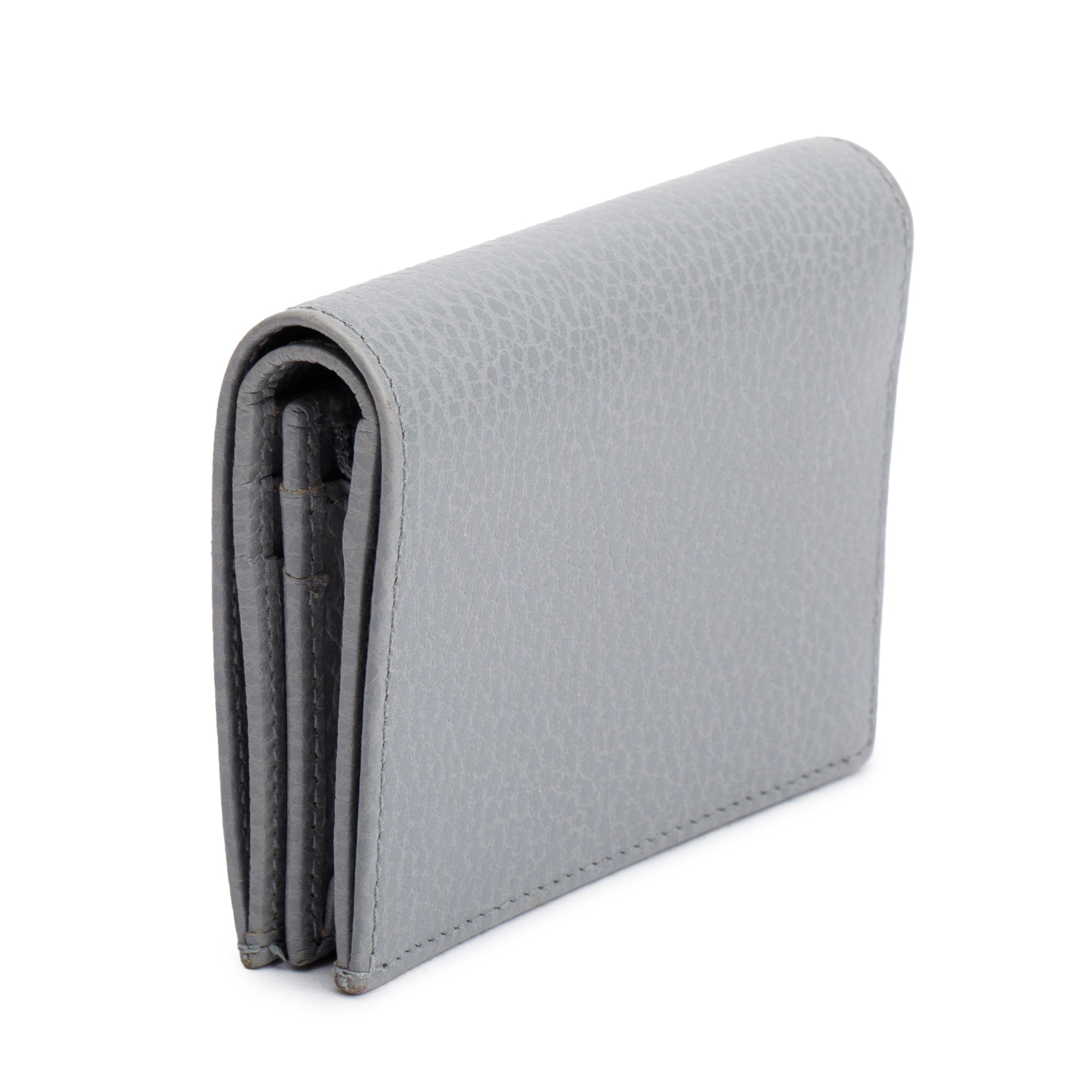 Gucci Grey Leather Card Case Wallet w/ Box