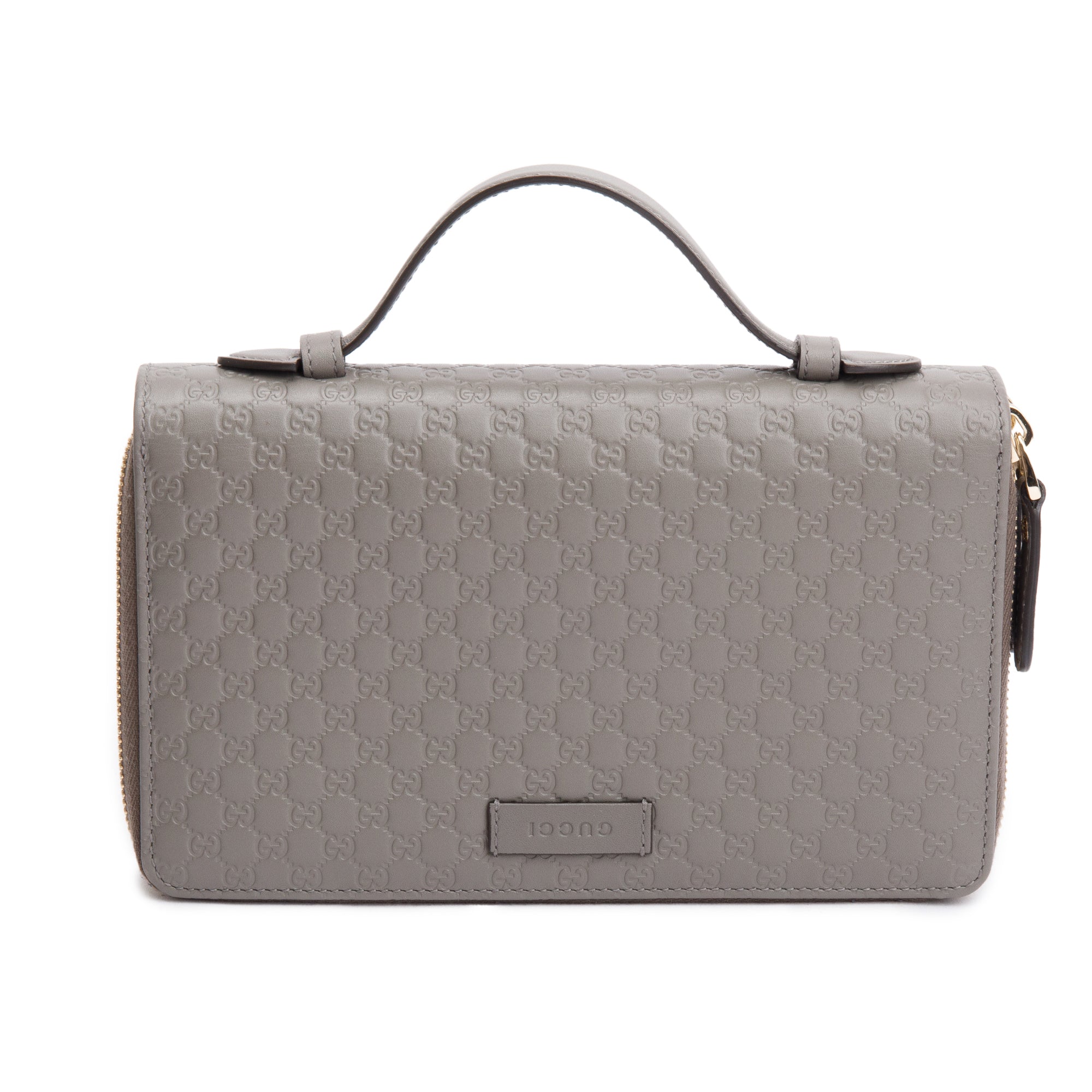 Gucci Grey Microguccissima Leather Double Zip Travel Wallet