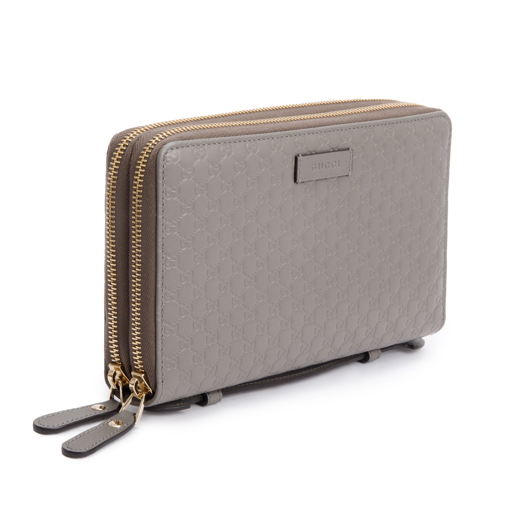 Gucci Grey Microguccissima Leather Double Zip Travel Wallet