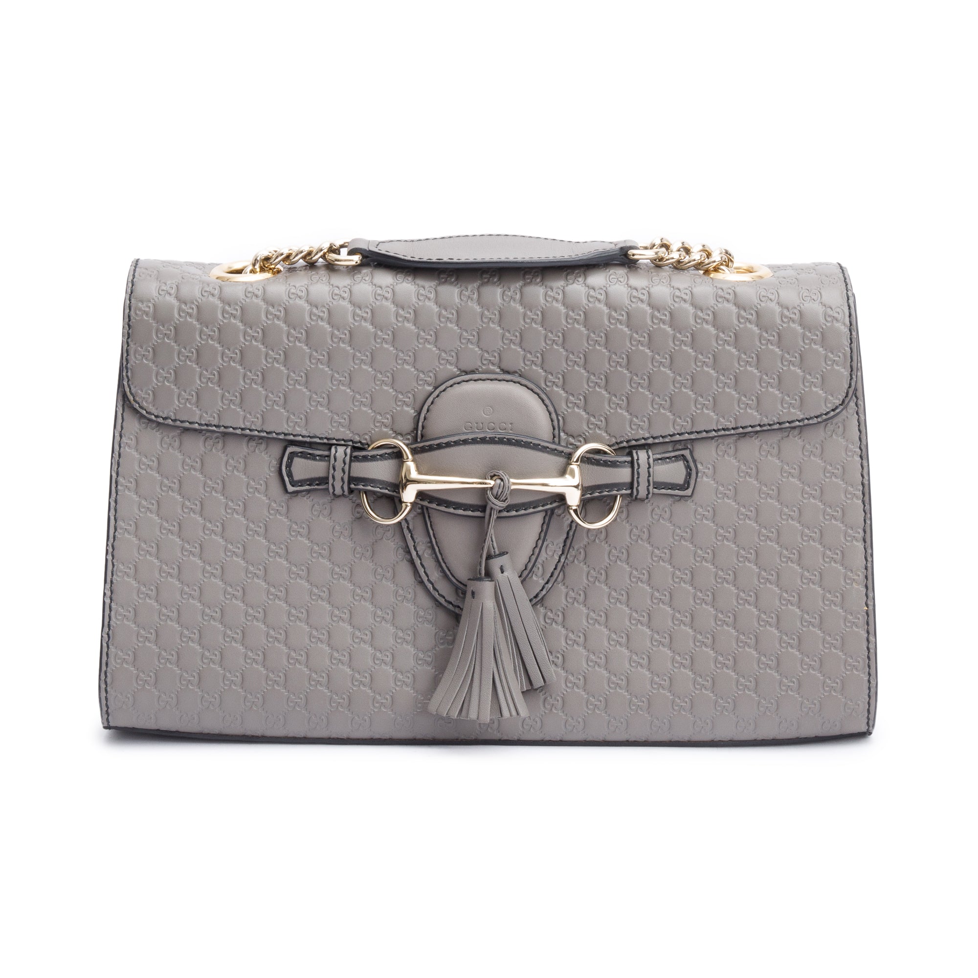 Gucci Grey Microguccissima Leather Medium Emily Chain Shoulder Bag