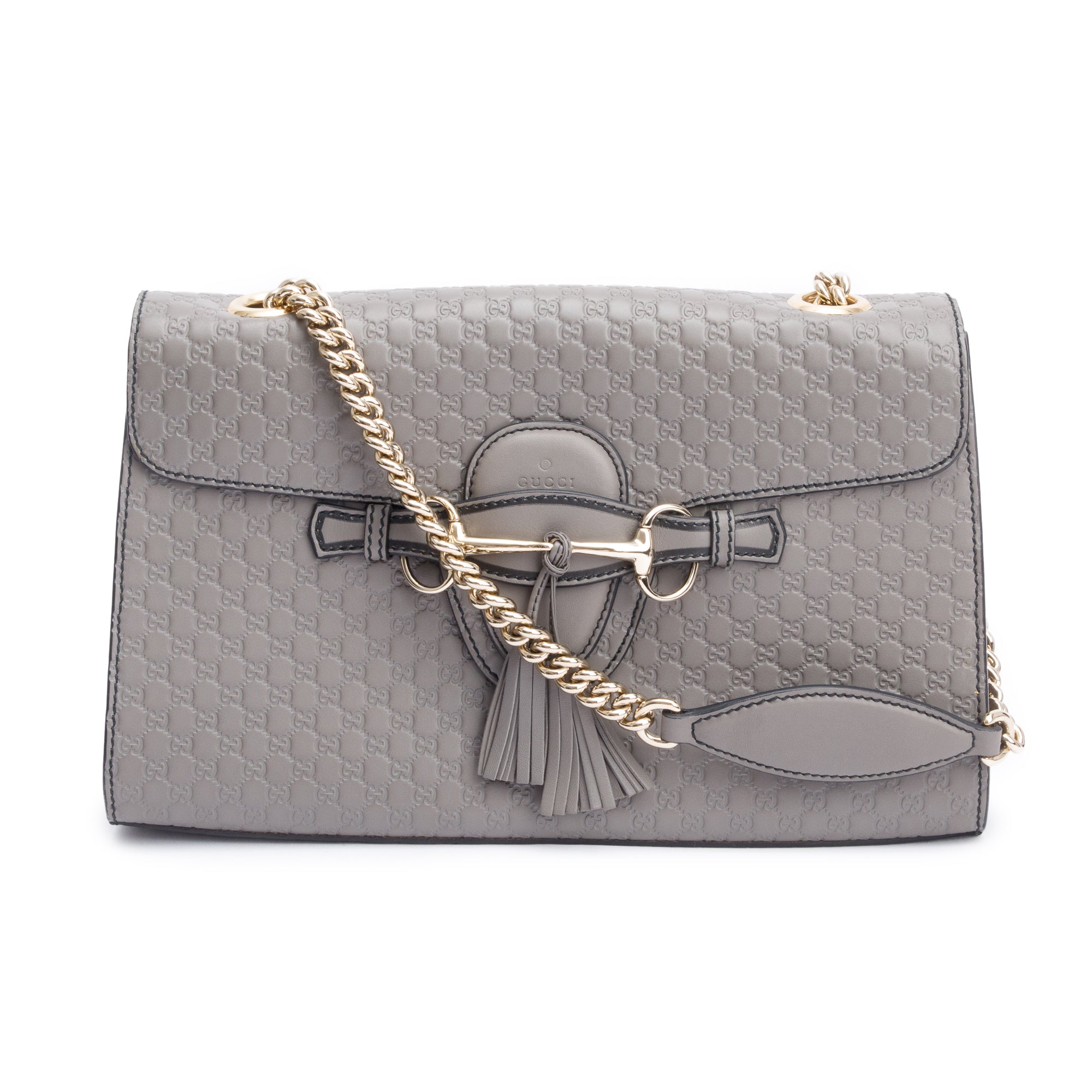 Gucci Grey Microguccissima Leather Medium Emily Chain Shoulder Bag