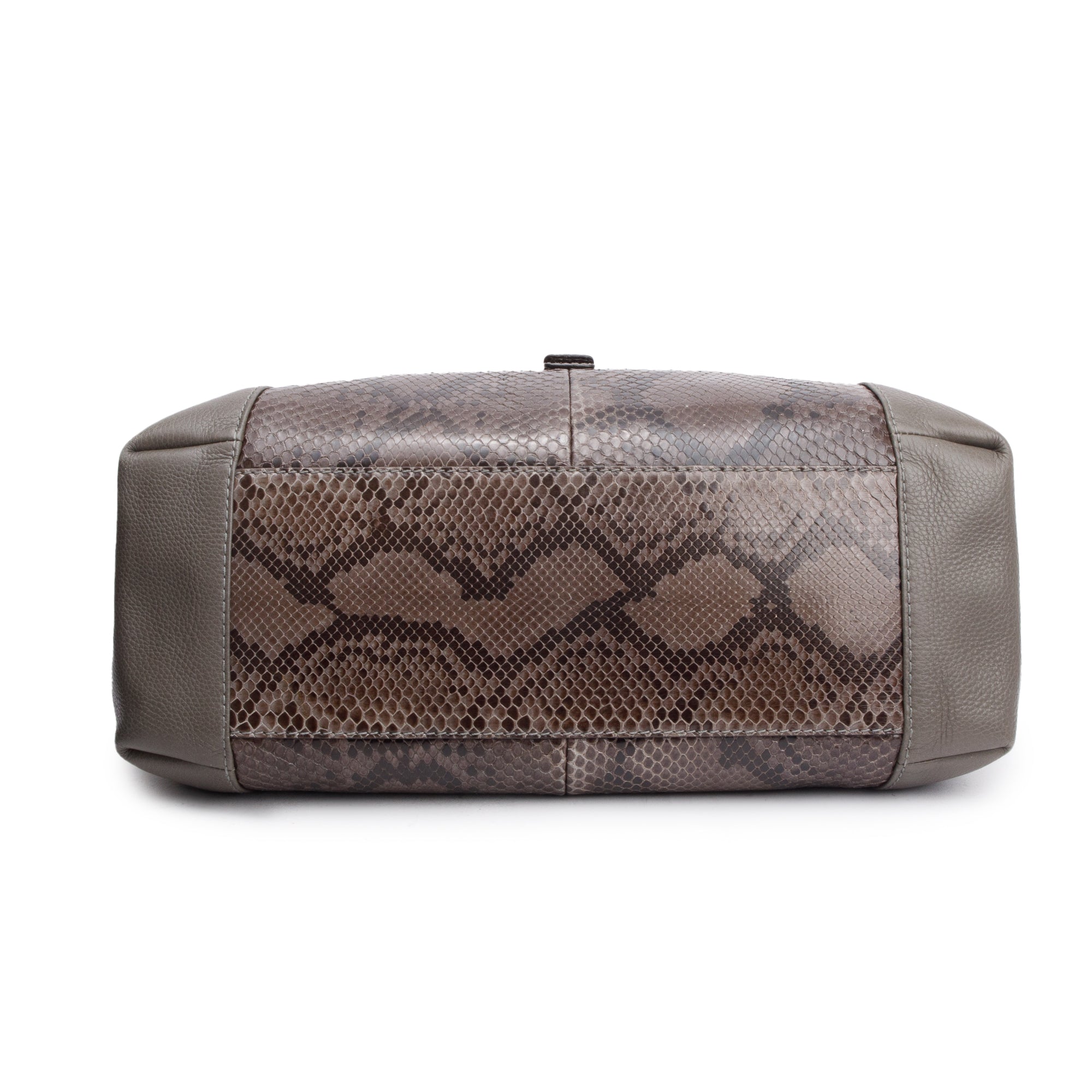 Gucci Grey Python Trim Calf Leather Soft Stirrup Shoulder Bag