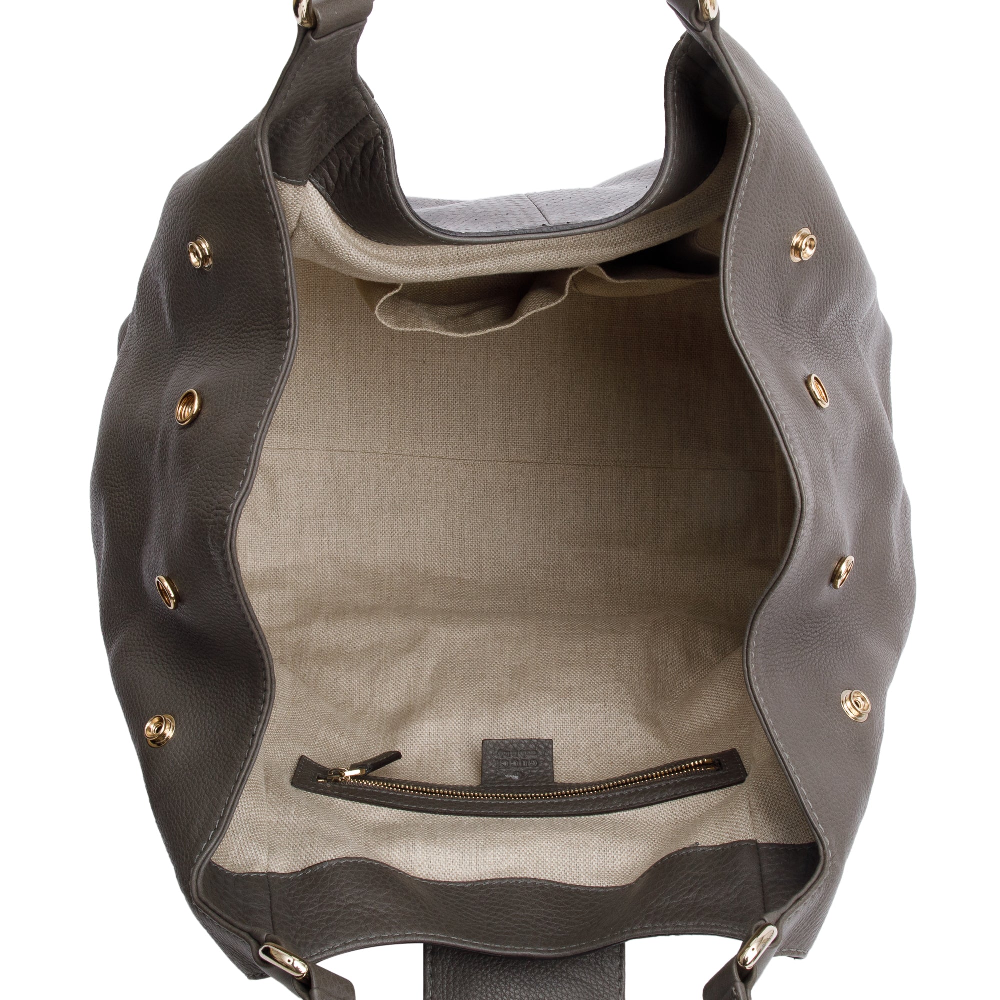 Gucci Grey Python Trim Calf Leather Soft Stirrup Shoulder Bag