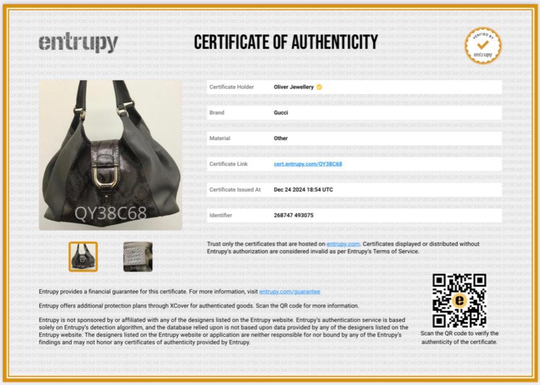 Gucci Grey Python Trim Calf Leather Soft Stirrup Shoulder Bag