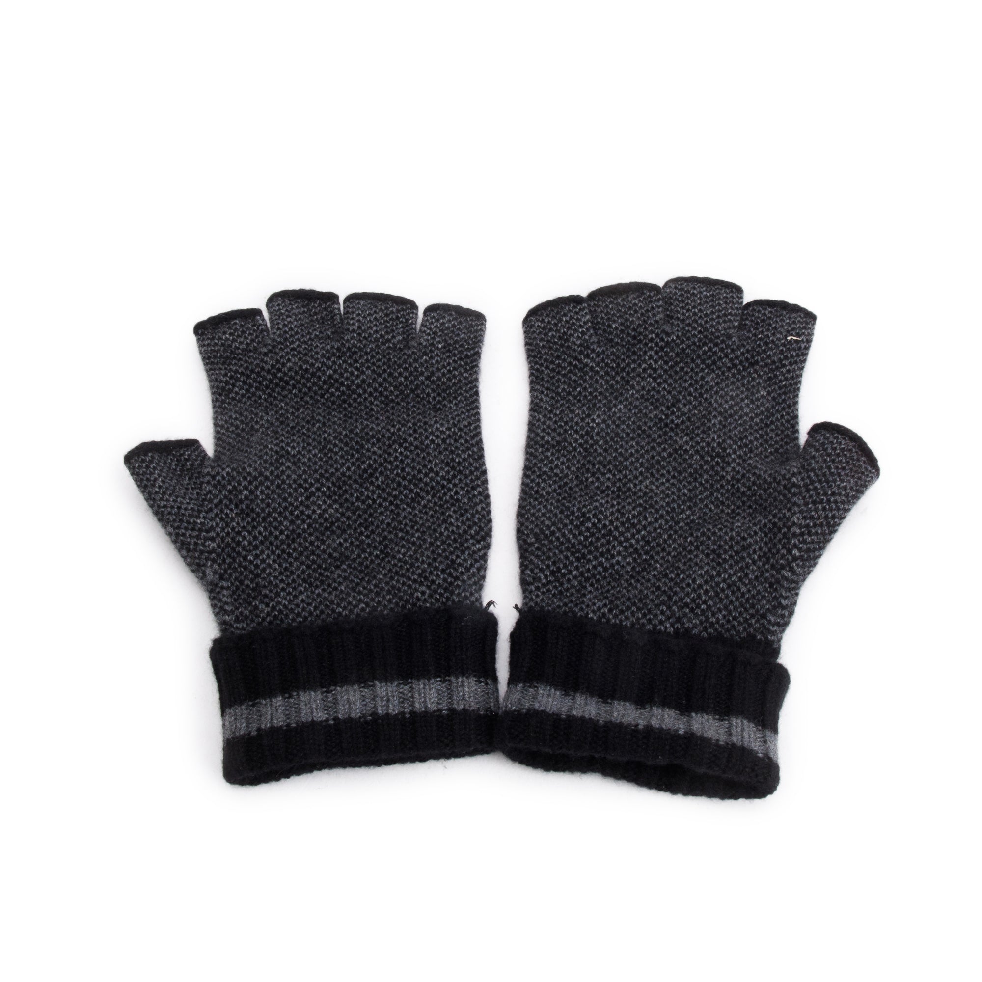 Gucci Grey/Black GG Cashmere Fingerless Gloves w/ Box