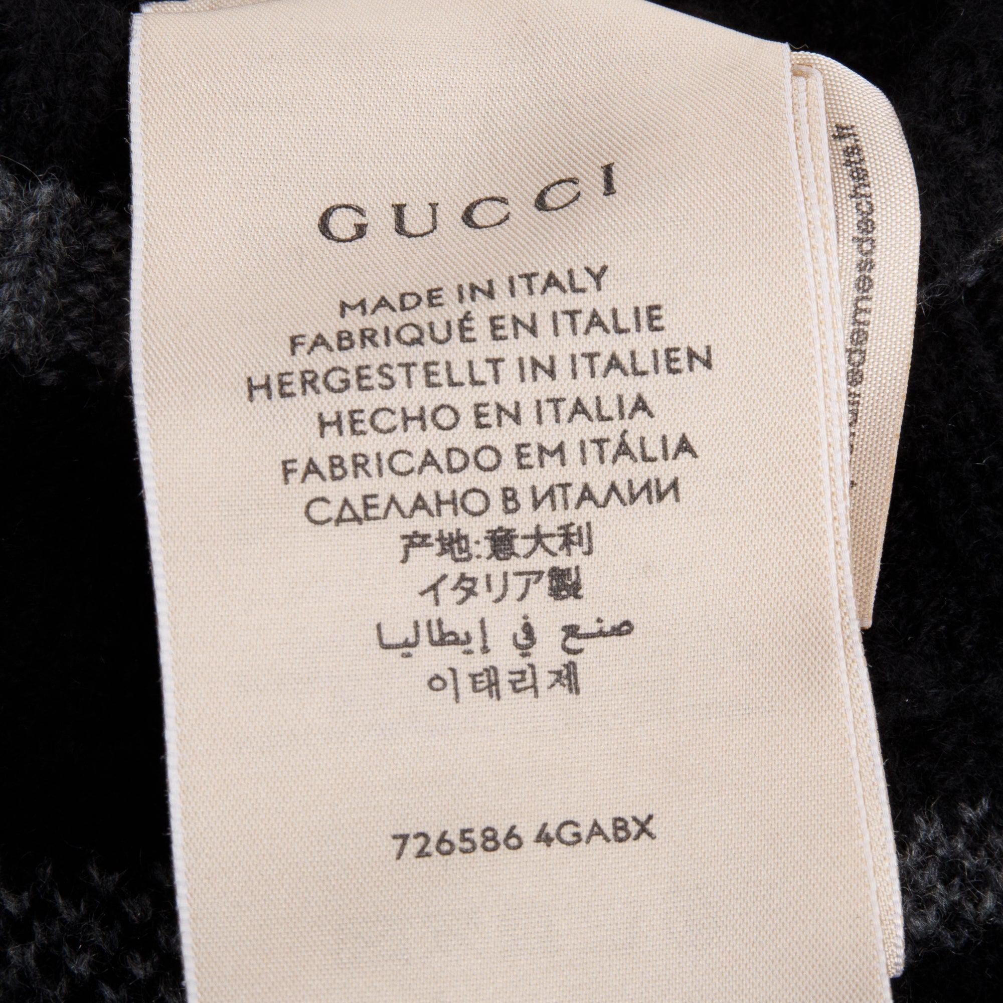 Gucci Grey/Black GG Cashmere Fingerless Gloves w/ Box