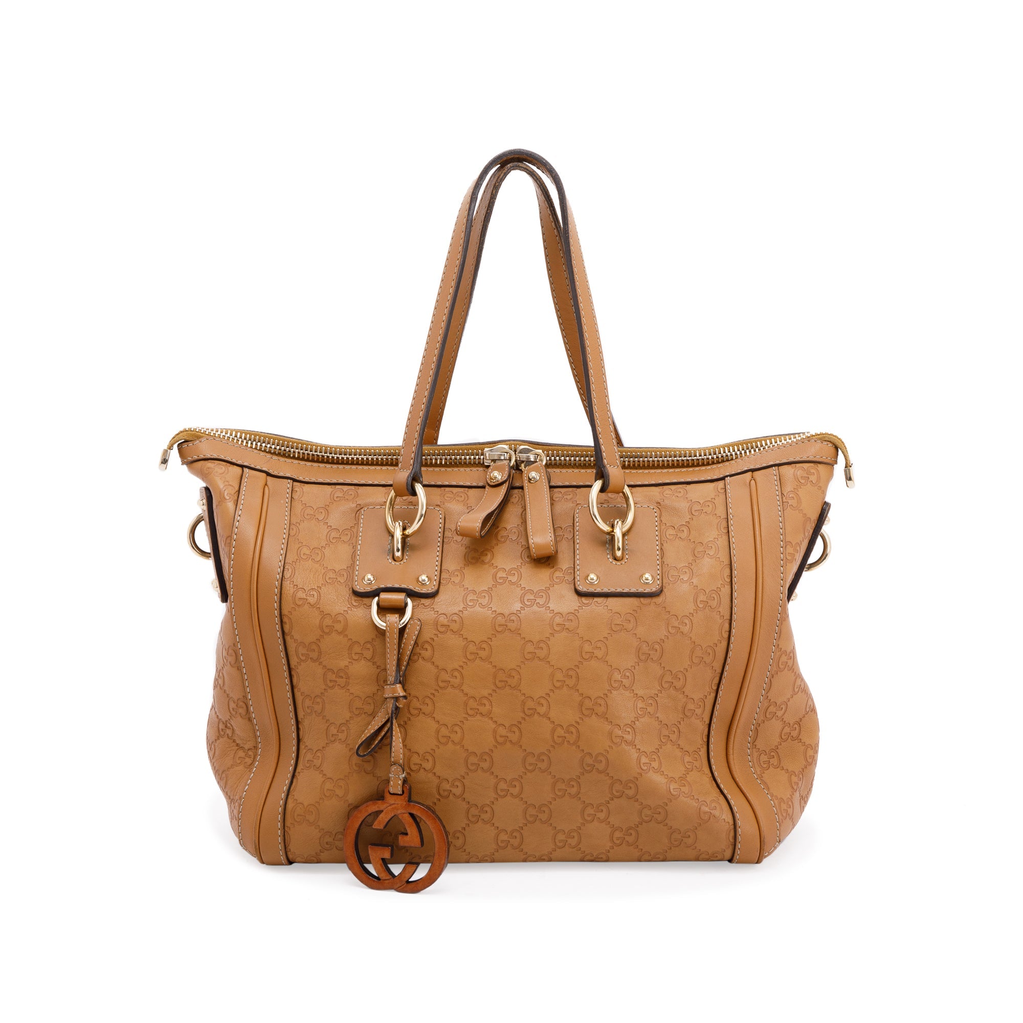 Gucci Guccissima Medium Charm Top Handle Bag w/ Strap