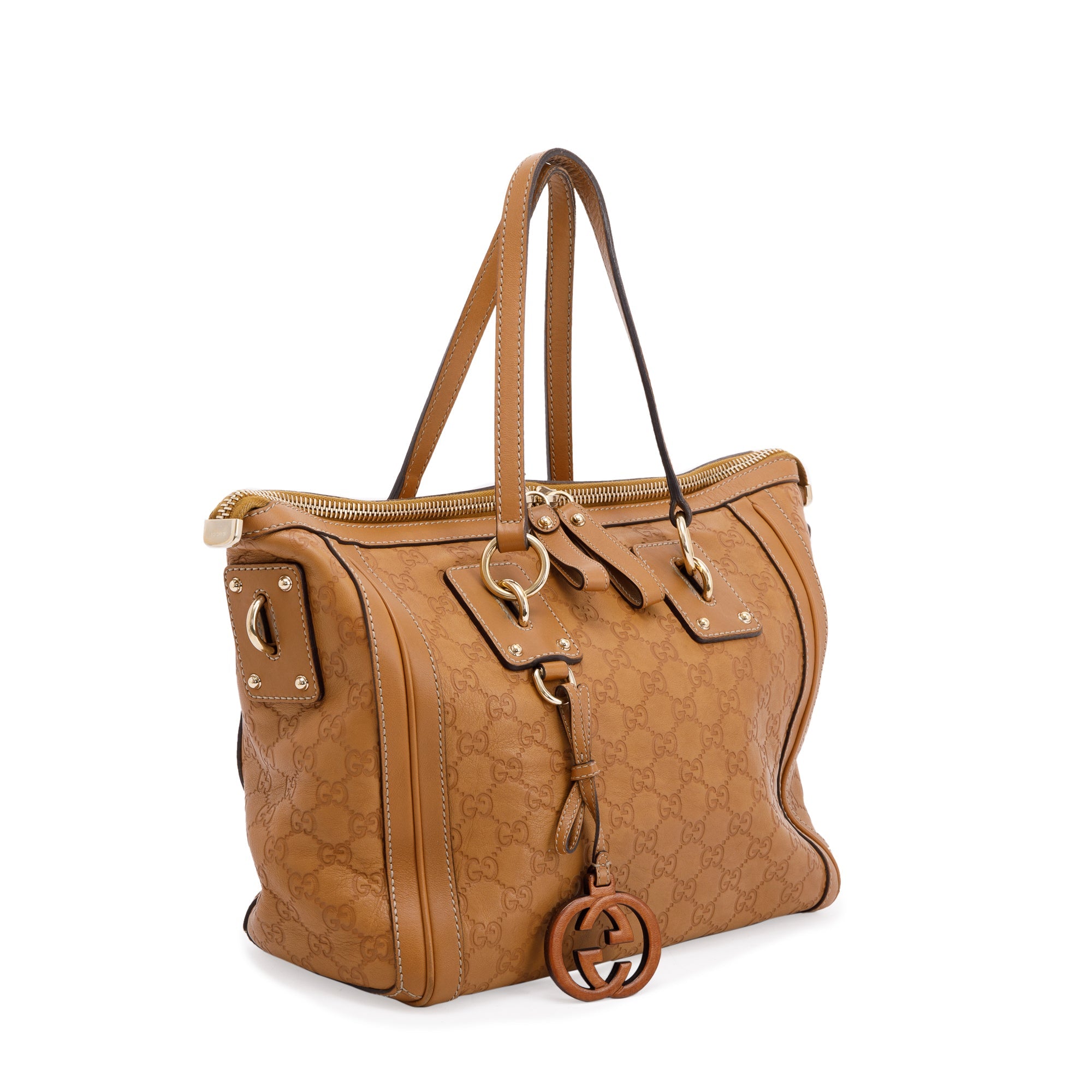 Gucci Guccissima Medium Charm Top Handle Bag w/ Strap