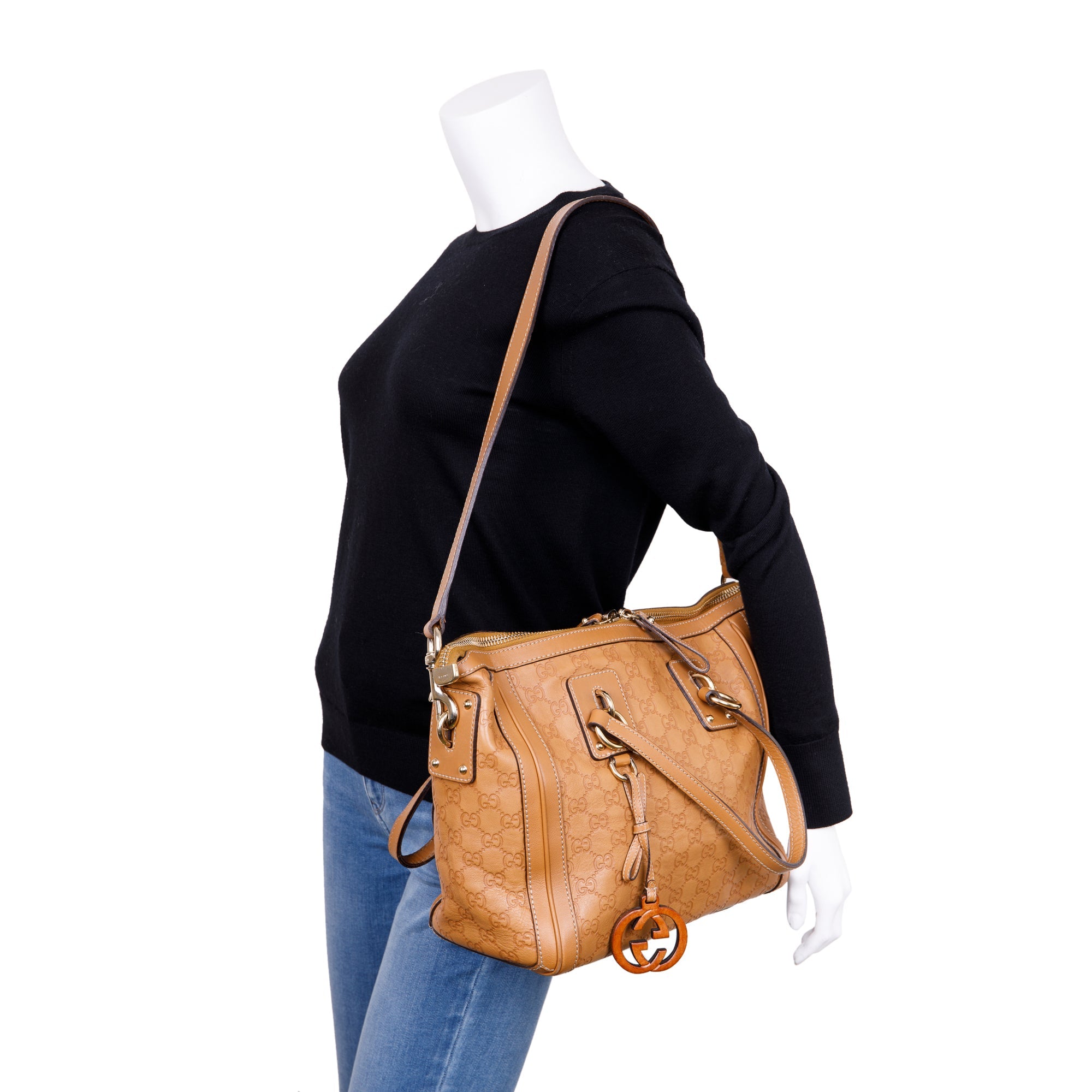 Gucci Guccissima Medium Charm Top Handle Bag w/ Strap