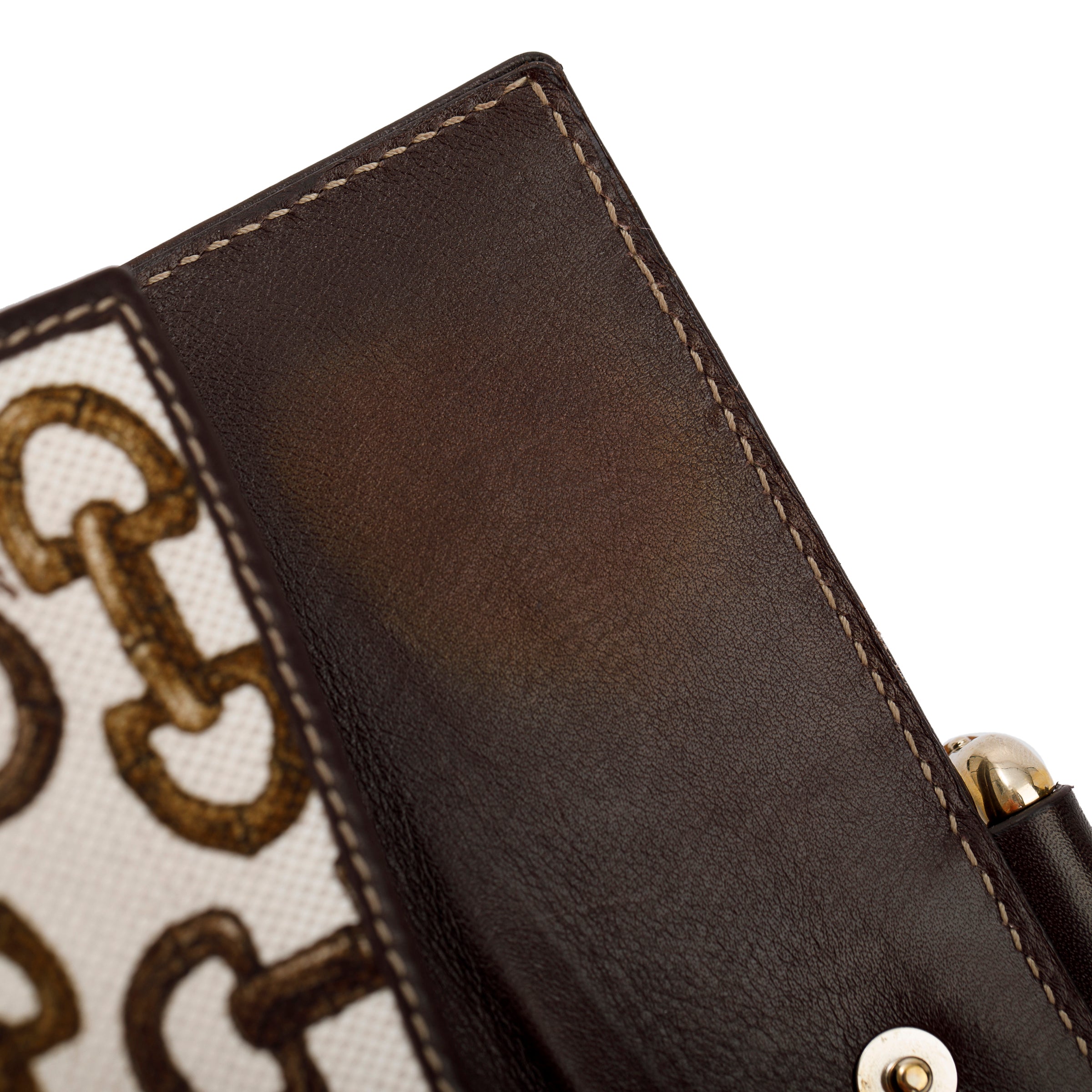 Gucci Horsebit Canvas Bamboo D Ring Continental Wallet