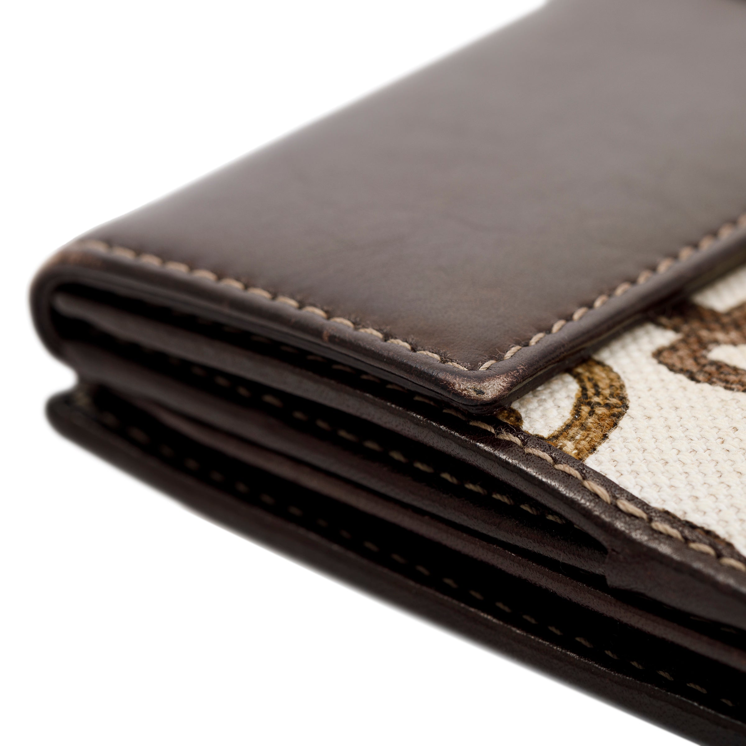 Gucci Horsebit Canvas Bamboo D Ring Continental Wallet