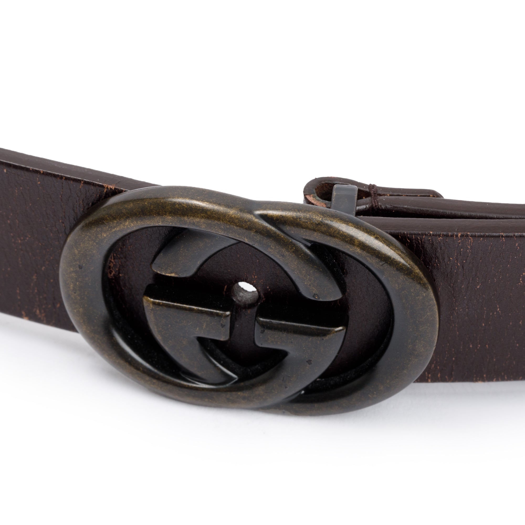 Gucci Interlocking G Buckle Brown Leather Belt, 90 36