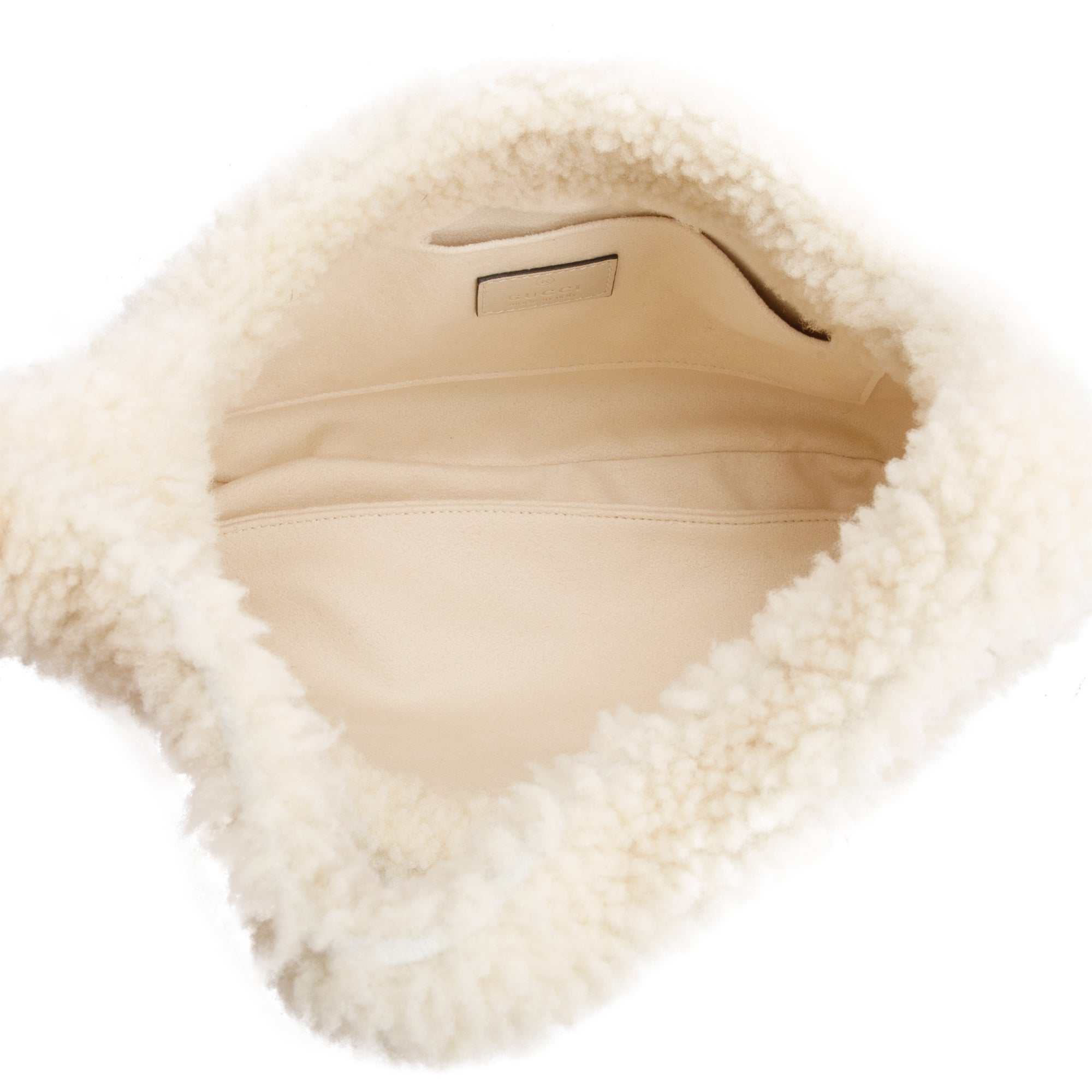 Gucci Ivory Shearling Small Jackie 1961 Shoulder Bag w/ Strap