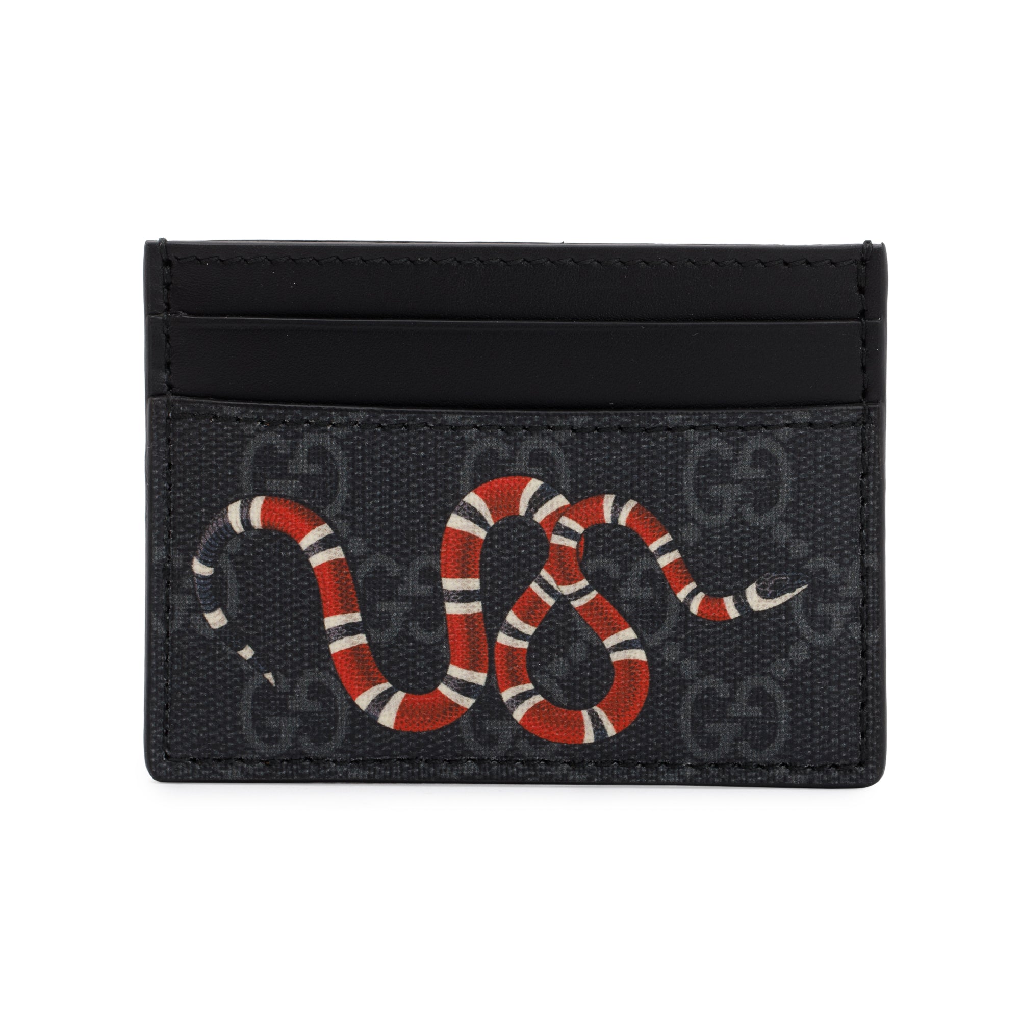 Gucci Kingsnake Print GG Supreme Card Holder w/ Box