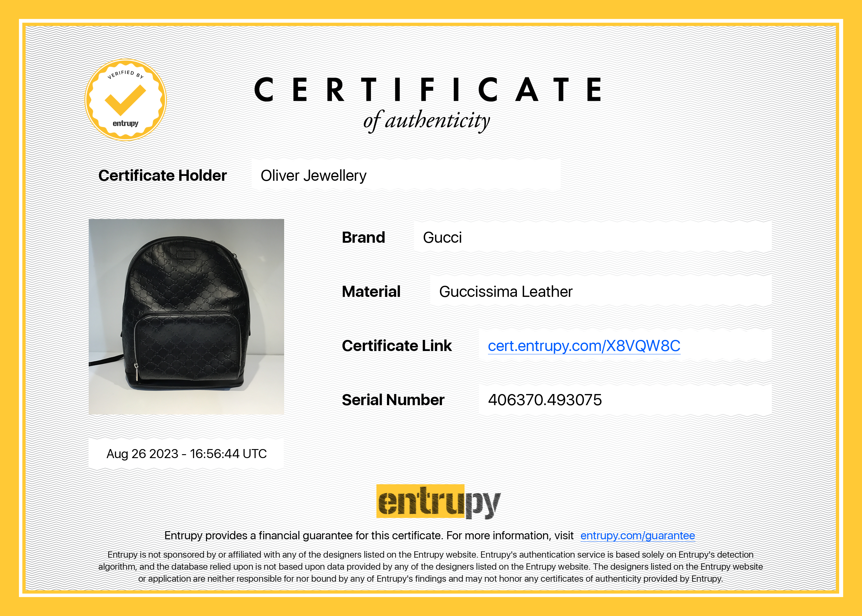 Gucci Large Black GG Signature Leather Backpack